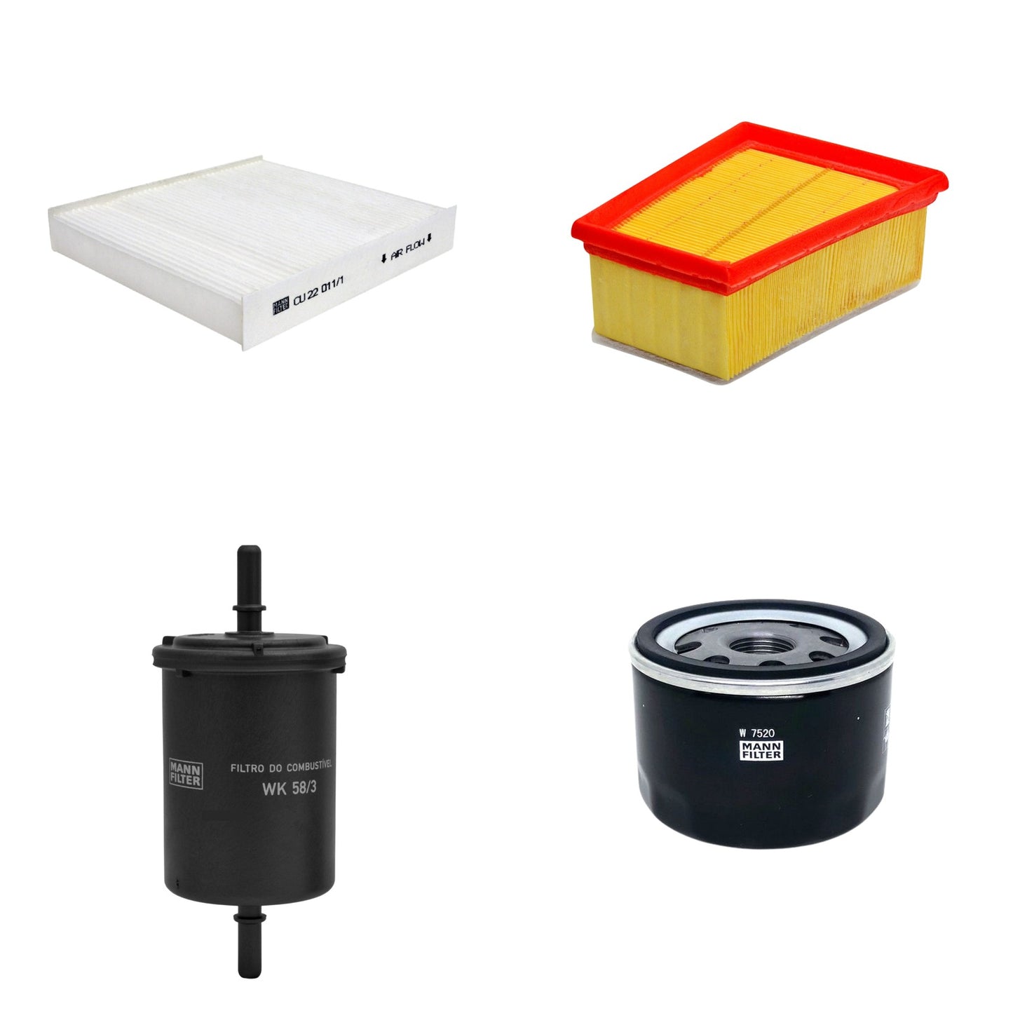 Kit Filtros de Ar Combustível Cabine Ar Condicionado Óleo - Mann-Filter - C1858/4 - CU22011/1 - W7520 - WK58/3 - (1)