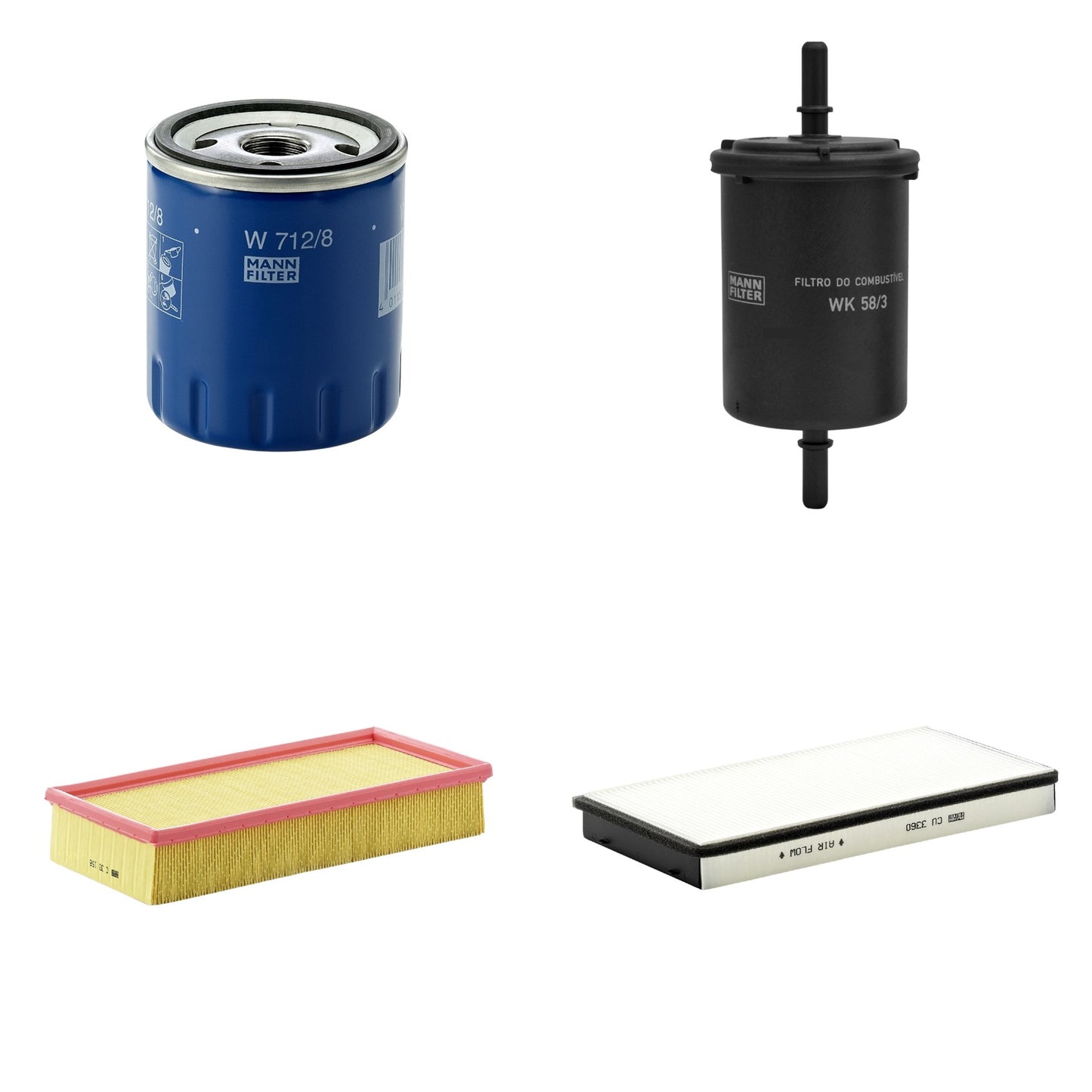 Kit Filtros de Ar Combustível Cabine Ar Condicionado Óleo - Mann-Filter - C33156 - CU3360 - W712/8 - WK58/3 - (1)