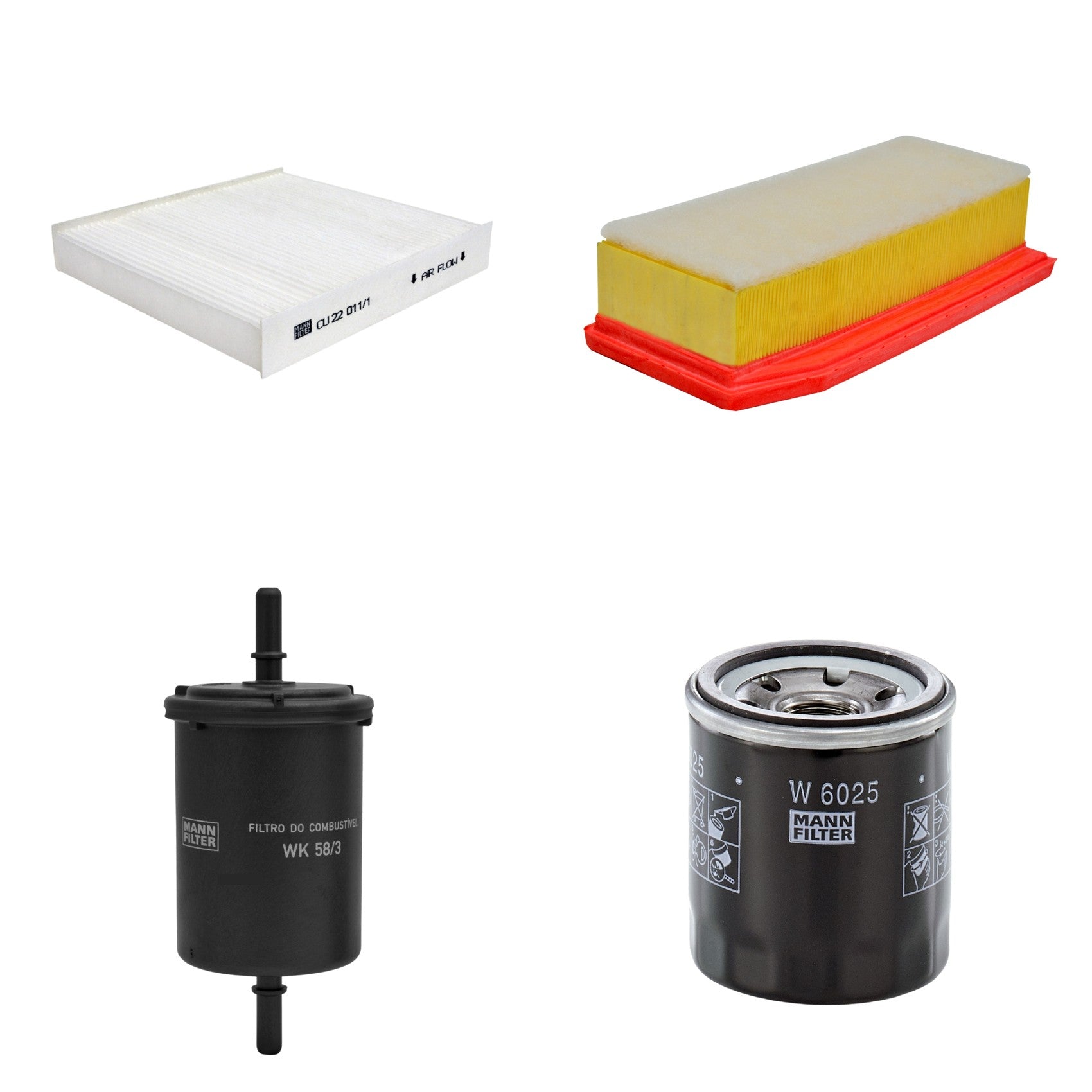 Kit Filtros de Ar Combustível Cabine Ar Condicionado Óleo - Mann-Filter - C27030/1 - CU22011/1 - W6025 - WK58/3 - (1)