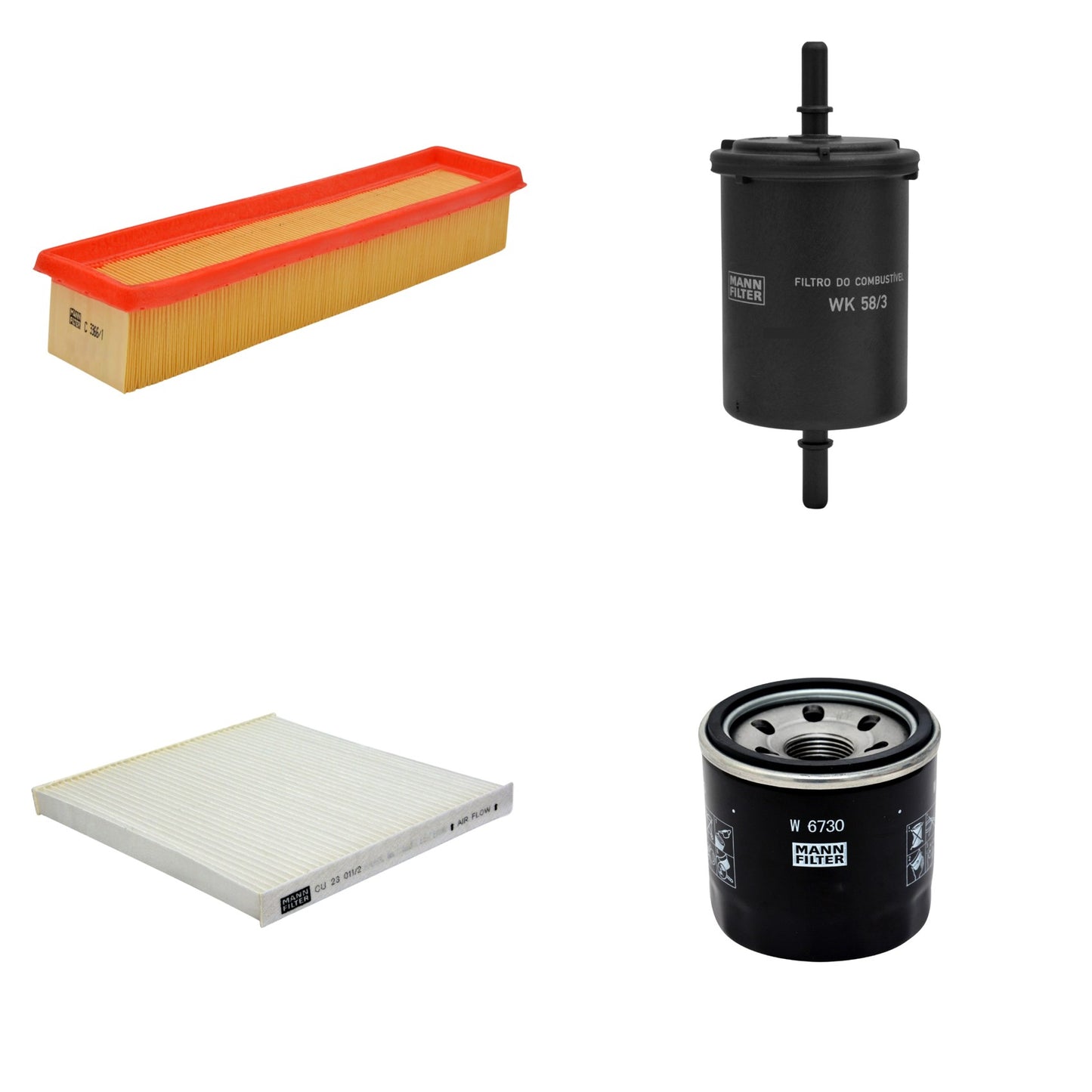 Kit Filtros de Ar Combustível Cabine Ar Condicionado Óleo - Mann-Filter - C3366/1 - CU23011/2 - W6730 - WK58/3 - (1)