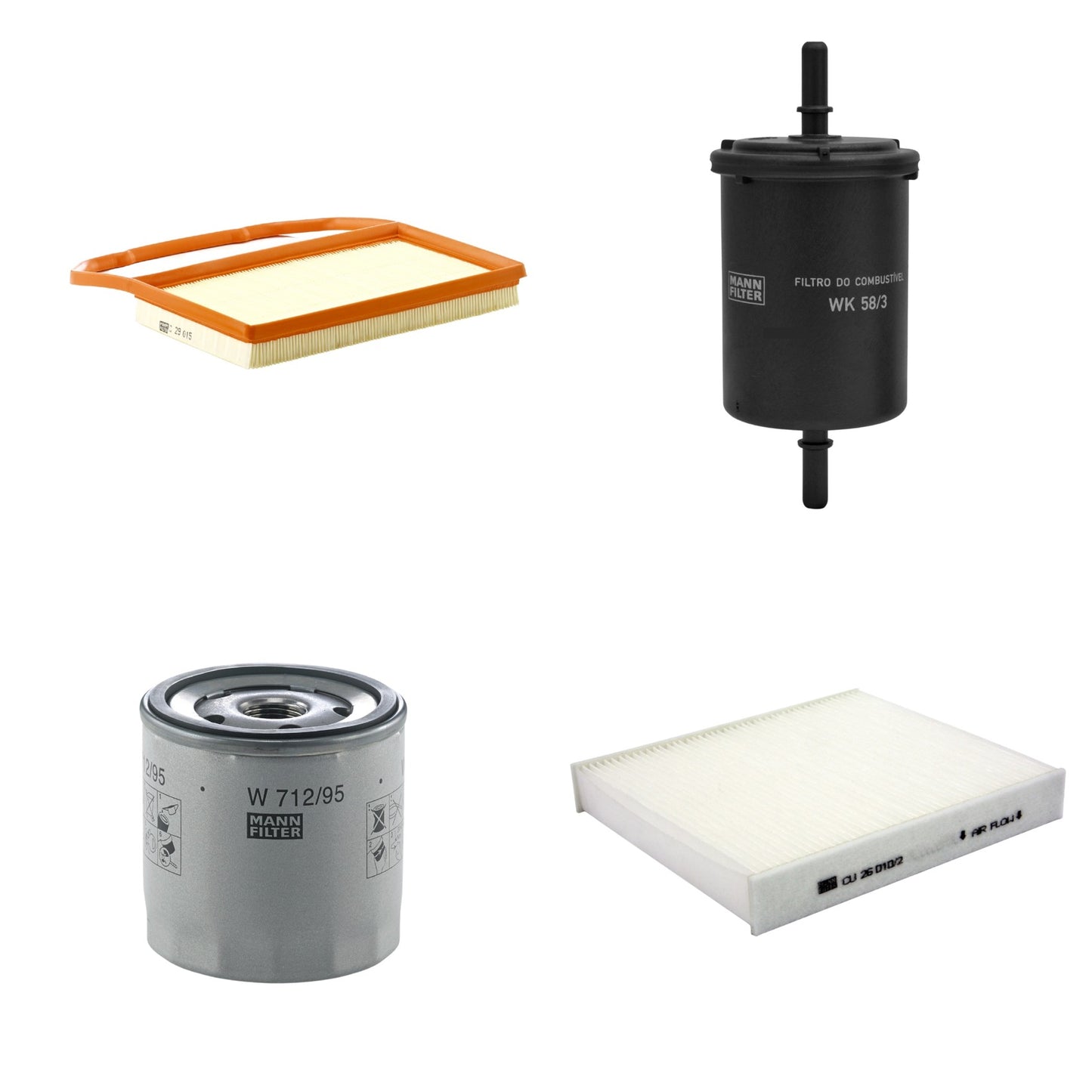 Kit Filtros de Ar Combustível Cabine Ar Condicionado Óleo - Mann-Filter - C29015 - CU26010/2 - W712/95 - WK58/3 - (1)