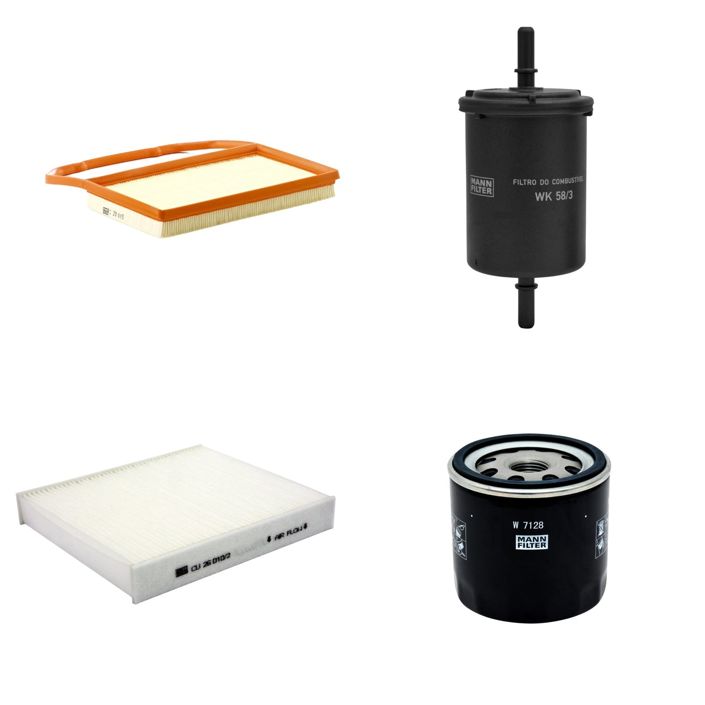 Kit Filtros de Ar Combustível Cabine Ar Condicionado Óleo - Mann-Filter - C29015 - CU26010/2 - W7128 - WK58/3 - (1)