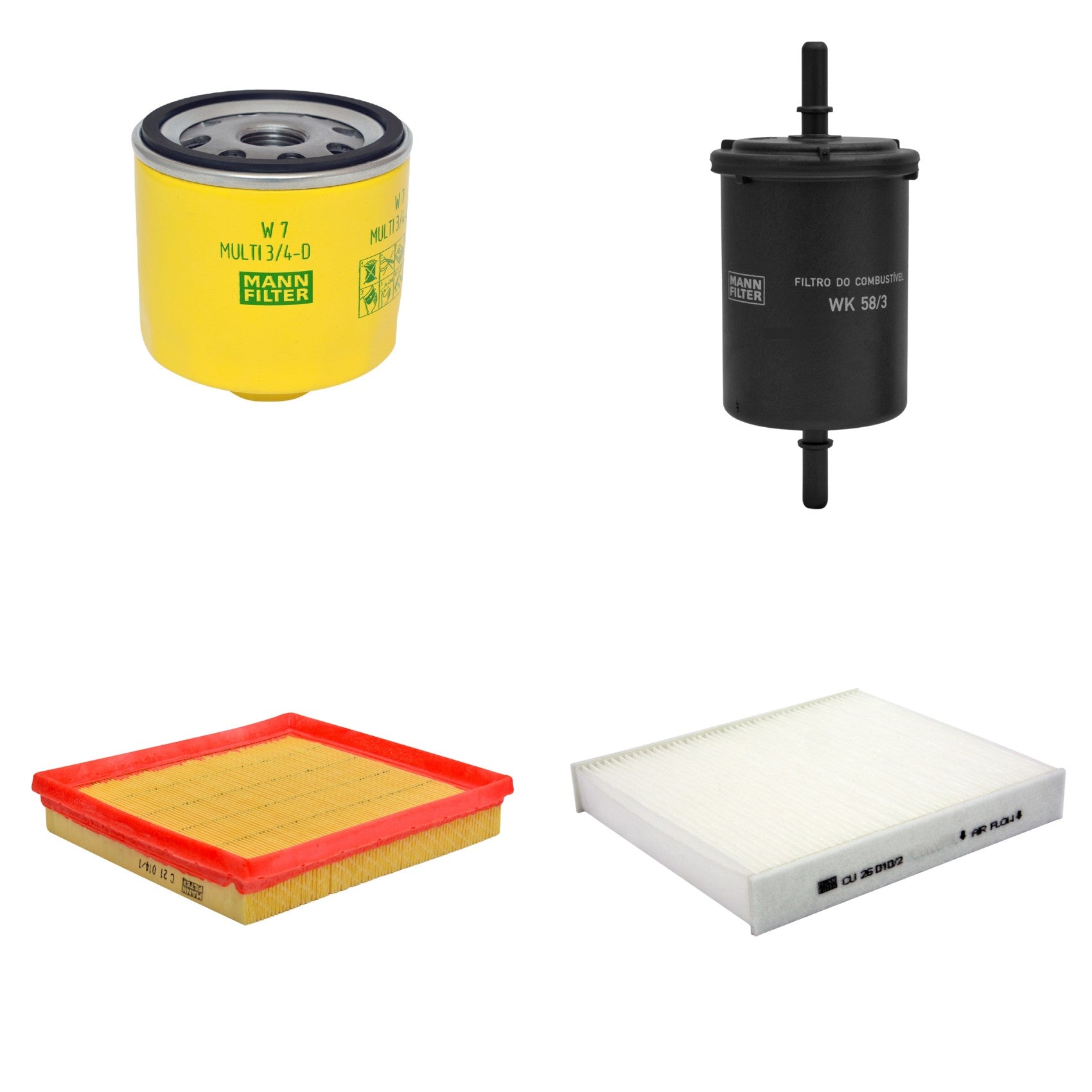 Kit Filtros de Ar Combustível Cabine Ar Condicionado Óleo - Mann-Filter - C21014/1 - CU26010/2 - W7MULTI3/4-D - WK58/3 - (1)