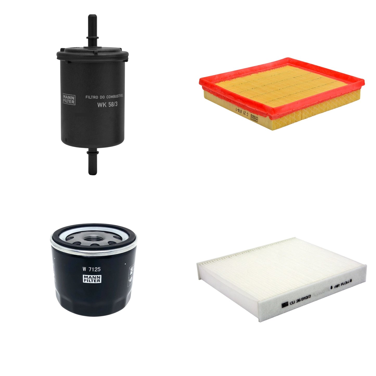 Kit Filtros de Ar Combustível Cabine Ar Condicionado Óleo - Mann-Filter - C21014/1 - CU26010/2 - W7125 - WK58/3 - (1)