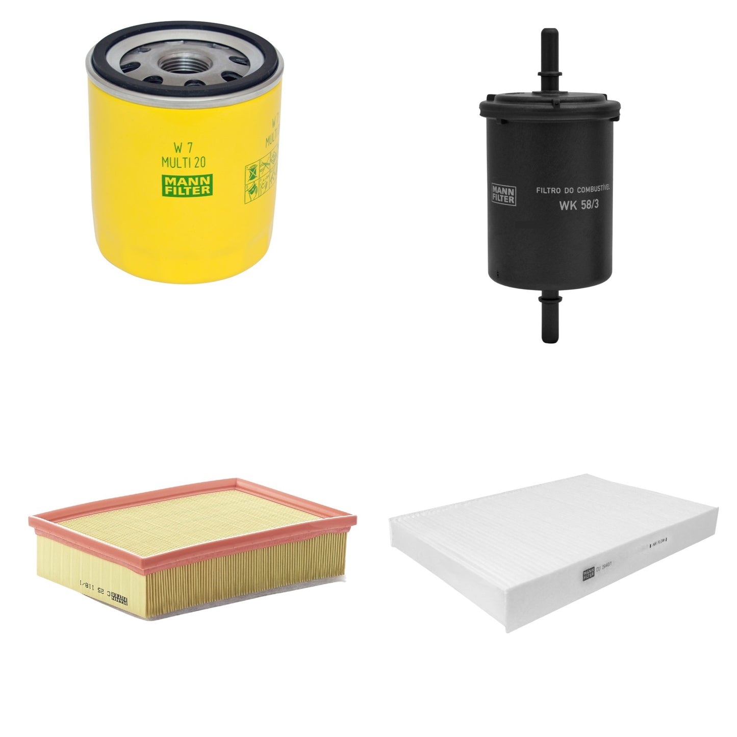 Kit Filtros de Ar Combustível Cabine Ar Condicionado Óleo - Mann-Filter - C25118/1 - CU2940/1 - W7MULTI20 - WK58/3 - (1)