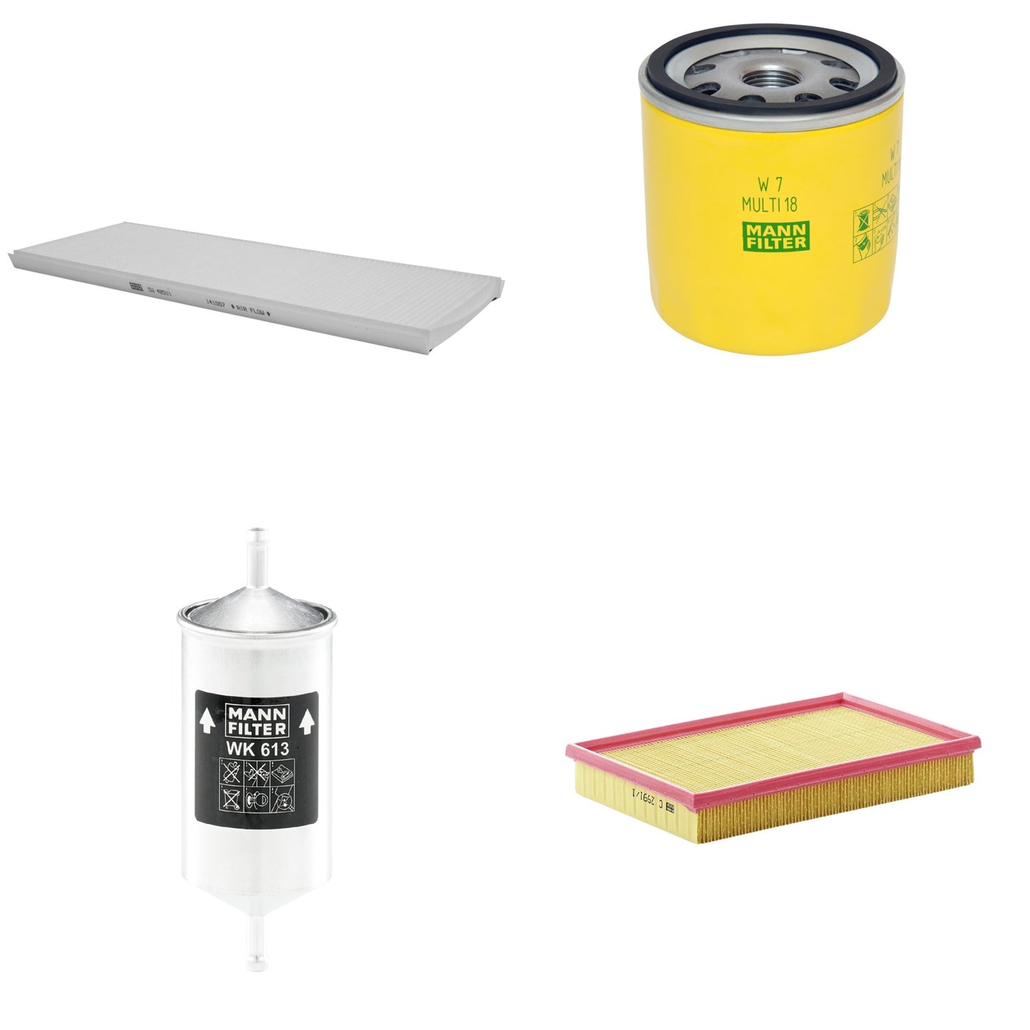 Kit Filtros de Ar Combustível Cabine Ar Condicionado Óleo - Mann-Filter - C2991/1 - CU4251/1 - W7MULTI18 - WK613 - (1)