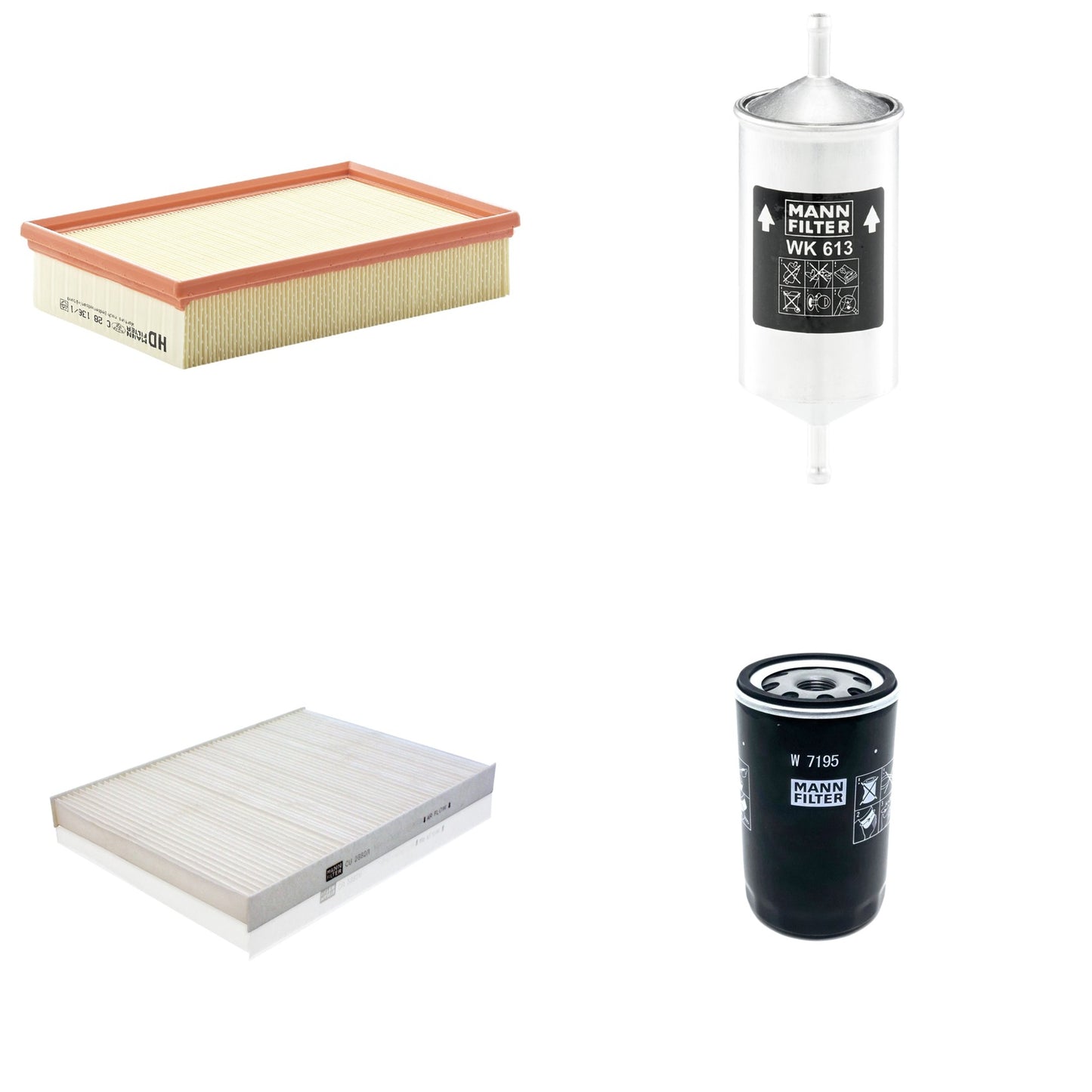 Kit Filtros de Ar Combustível Cabine Ar Condicionado Óleo - Mann-Filter - C28136/1 - CU2882/1 - W7195 - WK613 - (1)