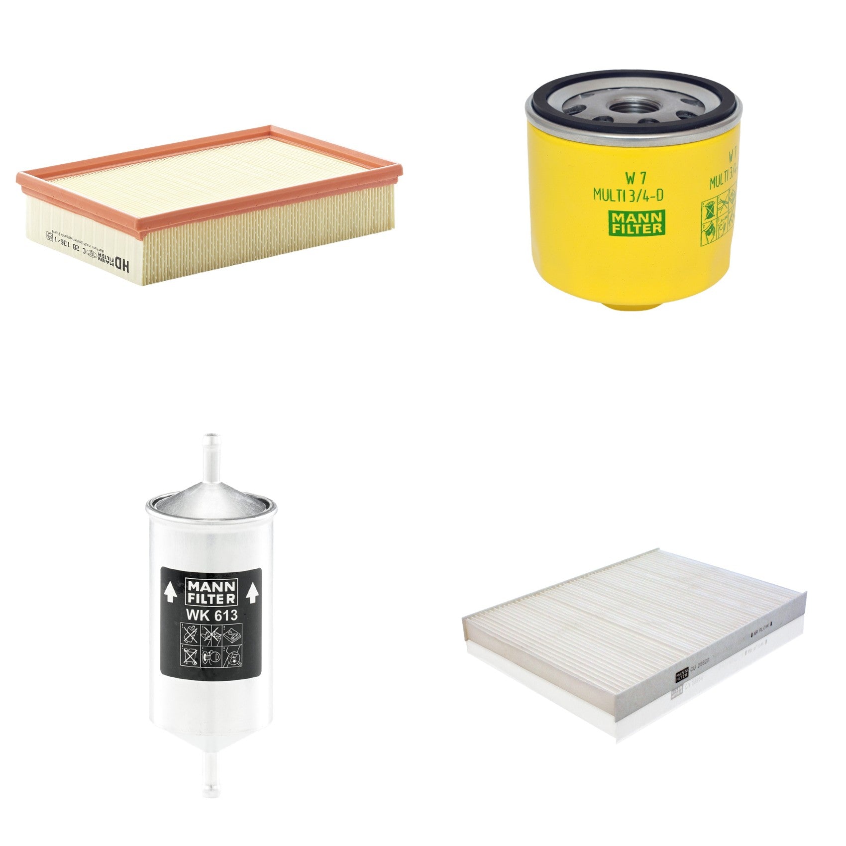 Kit Filtros de Ar Combustível Cabine Ar Condicionado Óleo - Mann-Filter - C28136/1 - CU2882/1 - W7MULTI3/4-D - WK613 - (1)