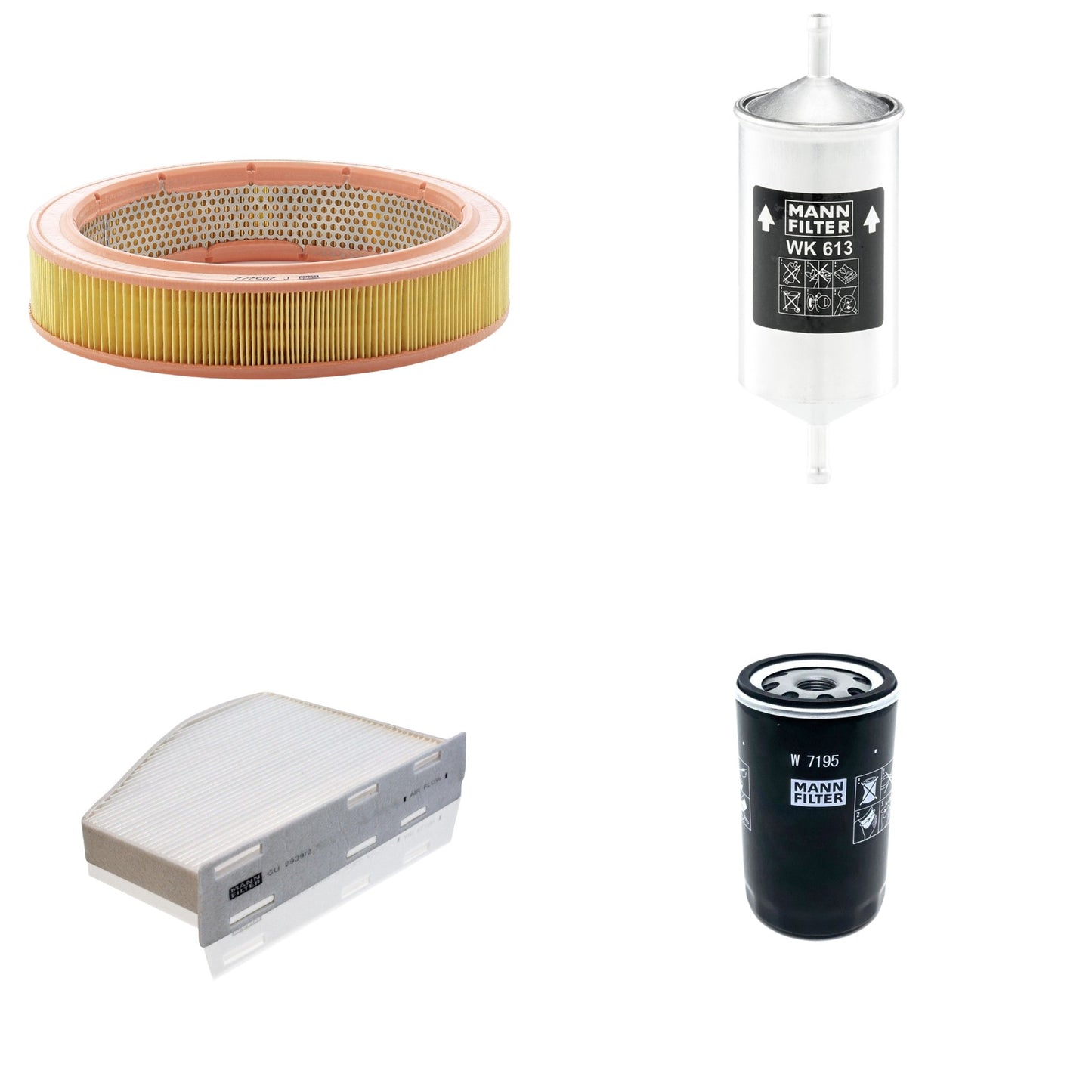 Kit Filtros de Ar Combustível Cabine Ar Condicionado Óleo - Mann-Filter - C2852/2 - CU2939/2 - W7195 - WK613 - (1)