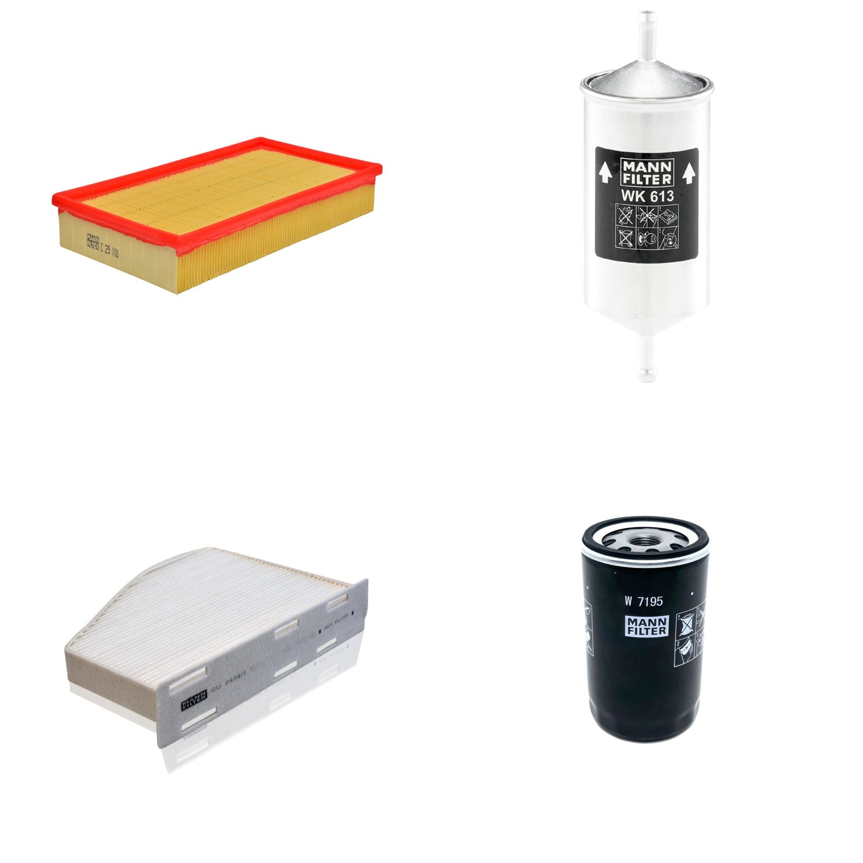 Kit Filtros de Ar Combustível Cabine Ar Condicionado Óleo - Mann-Filter - C29108 - CU2939/2 - W7195 - WK613 - (1)