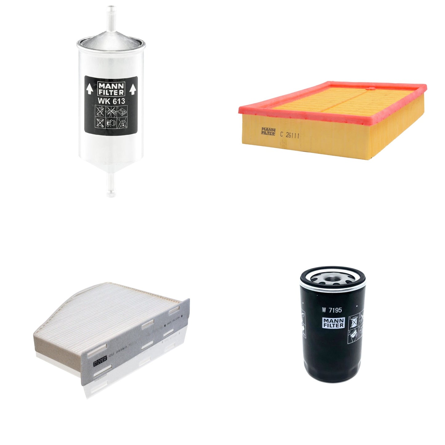 Kit Filtros de Ar Combustível Cabine Ar Condicionado Óleo - Mann-Filter - C26111 - CU2939/2 - W7195 - WK613 - (1)