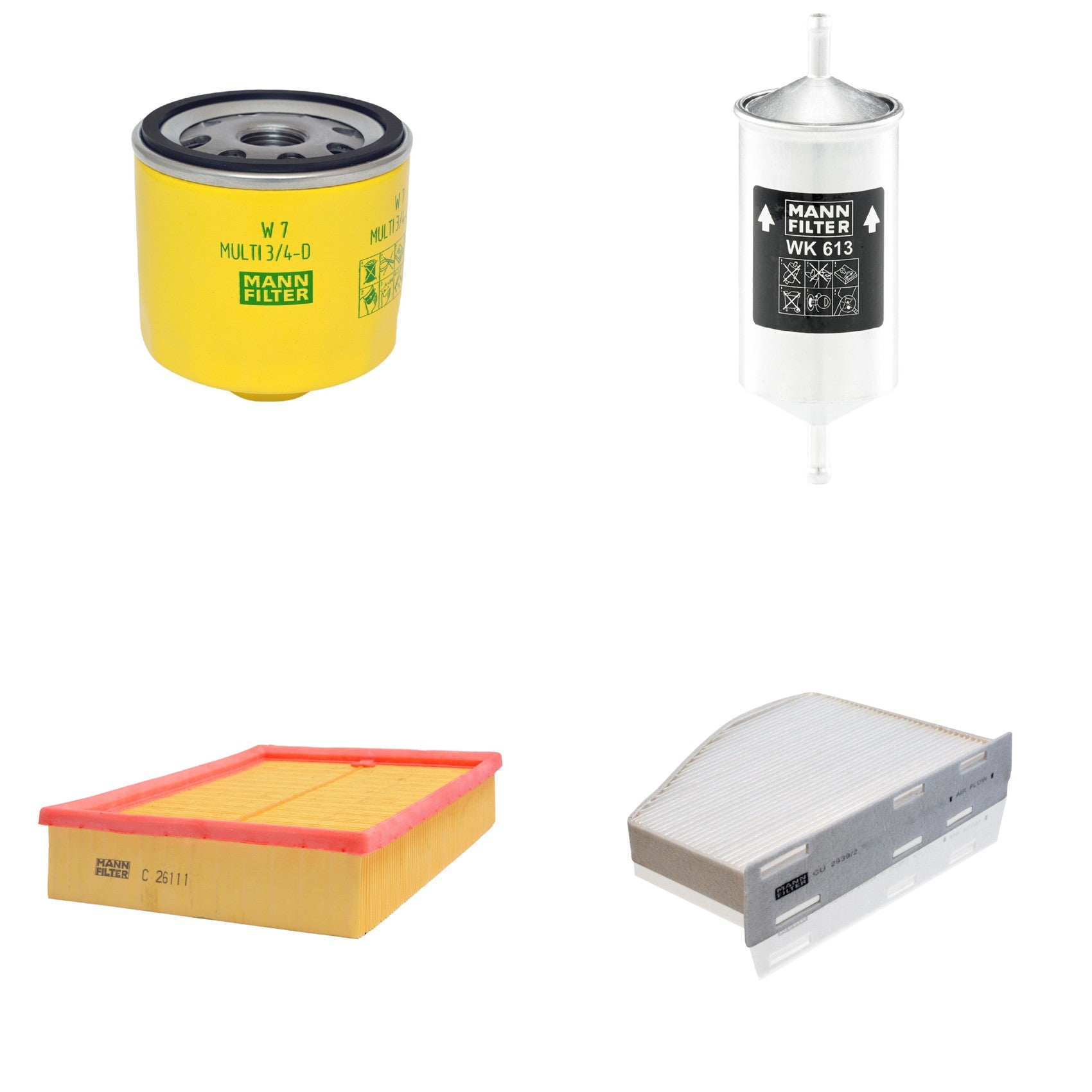 Kit Filtros de Ar Combustível Cabine Ar Condicionado Óleo - Mann-Filter - C26111 - CU2939/2 - W7MULTI3/4-D - WK613 - (1)