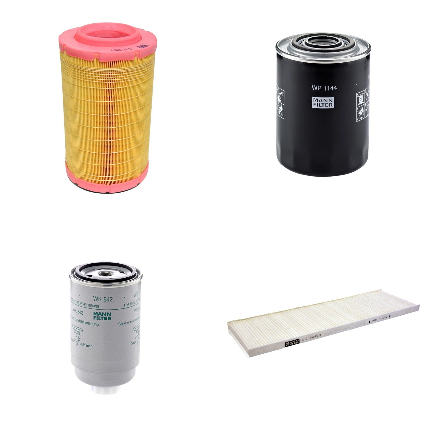Kit Filtros de Ar Combustível Cabine Ar Condicionado Óleo - Mann-Filter - C17278/1 - CU4442/1 - WK842 - WP1144 - (1)