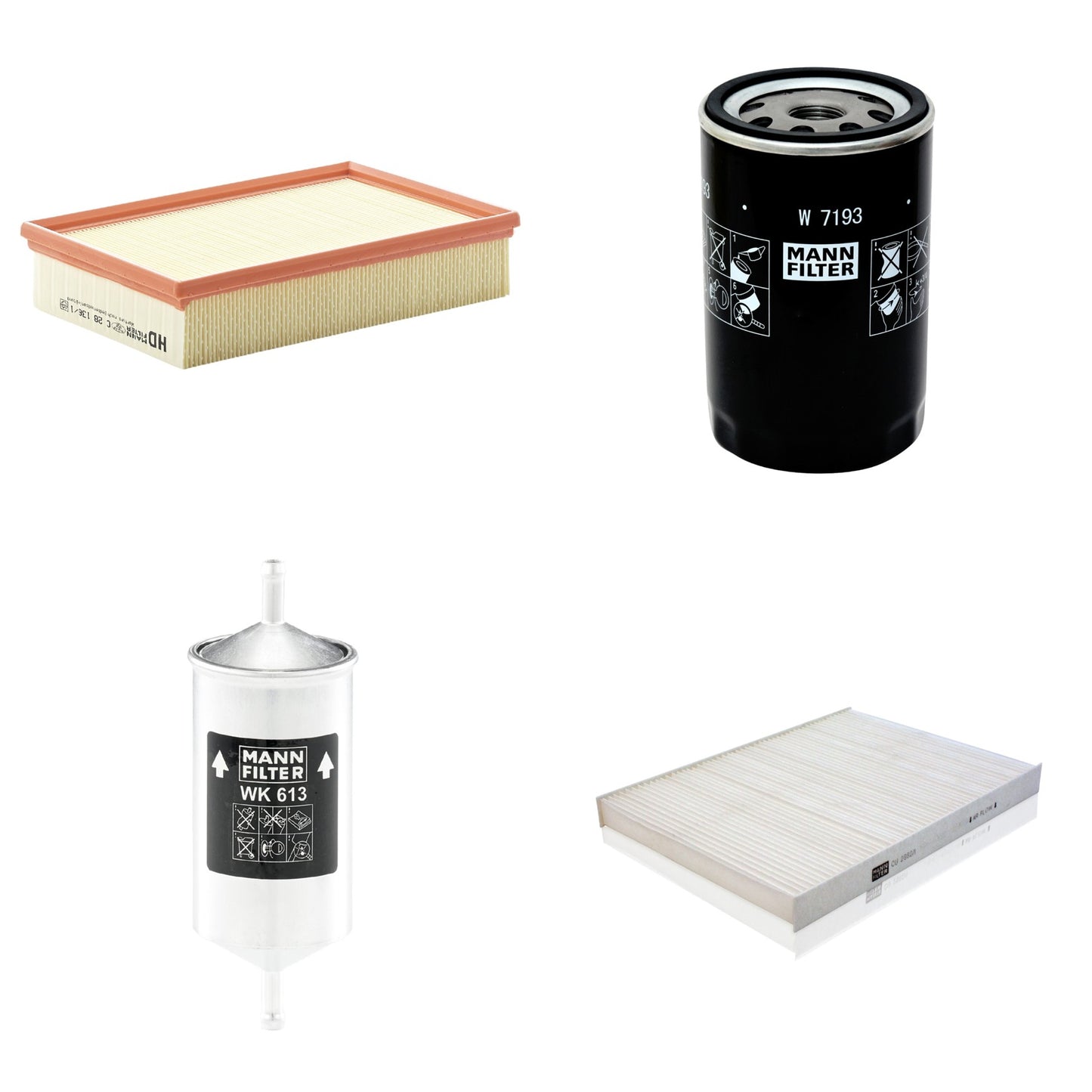 Kit Filtros de Ar Combustível Cabine Ar Condicionado Óleo - Mann-Filter - C28136/1 - CU2882/1 - W7193 - WK613 - (1)