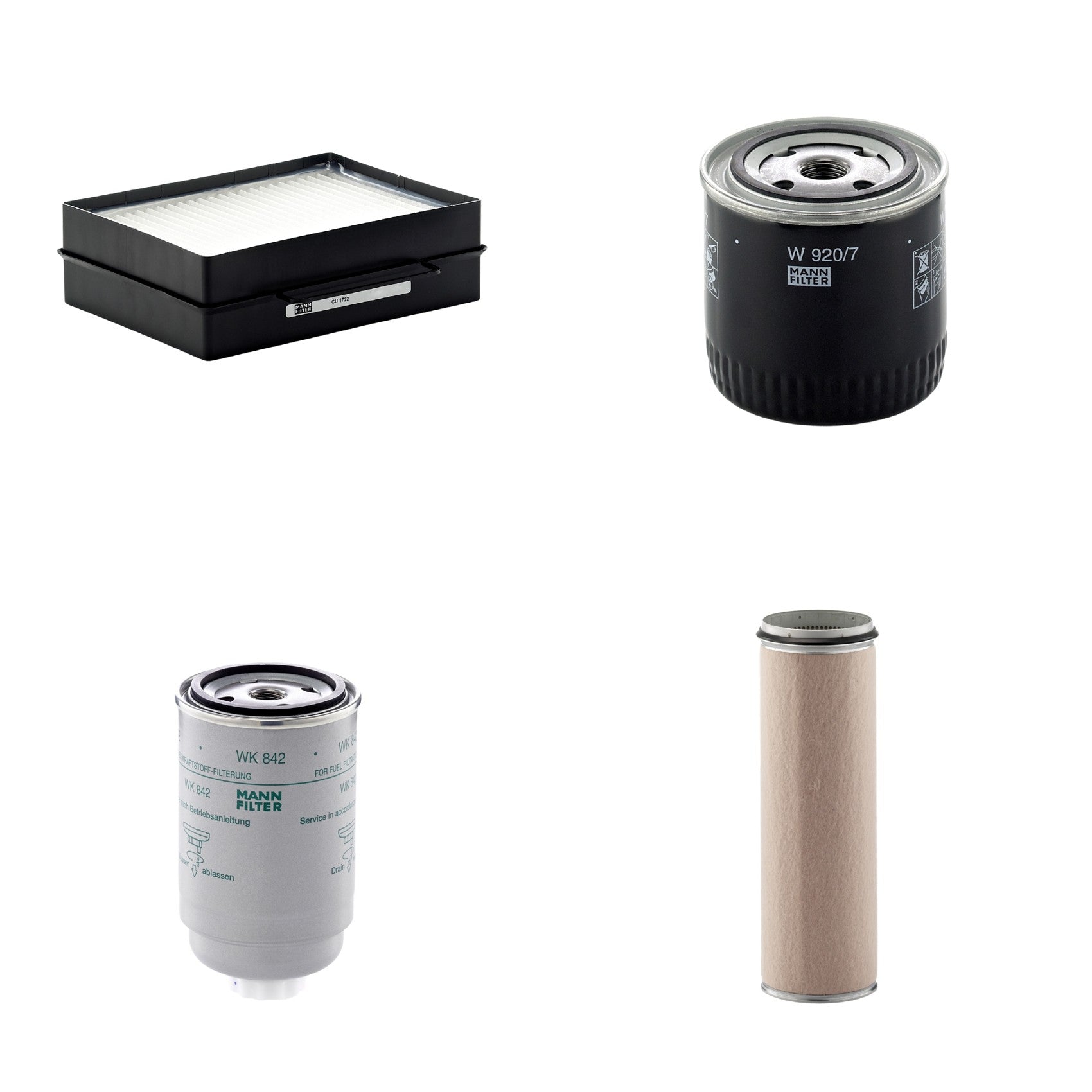 Kit Filtros de Ar Combustível Cabine Ar Condicionado Óleo - Mann-Filter - CF1600 - CU1722 - W920/7 - WK842 - (1)