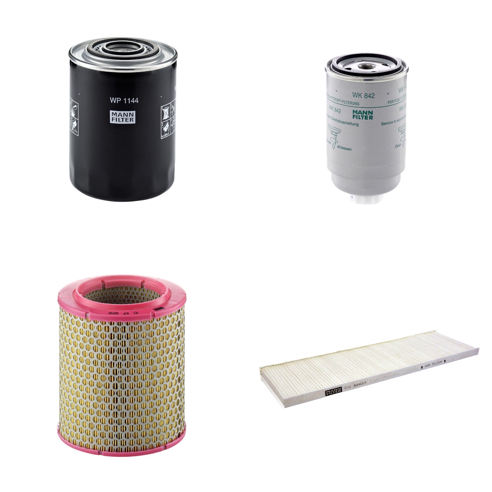 Kit Filtros de Ar Combustível Cabine Ar Condicionado Óleo - Mann-Filter - C17129 - CU4442/1 - WK842 - WP1144 - (1)