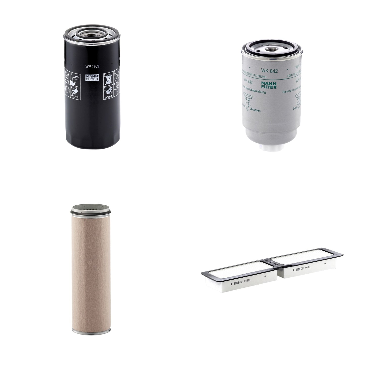 Kit Filtros de Ar Combustível Cabine Ar Condicionado Óleo - Mann-Filter - CF1600 - CU4466 - WK842 - WP1169 - (1)