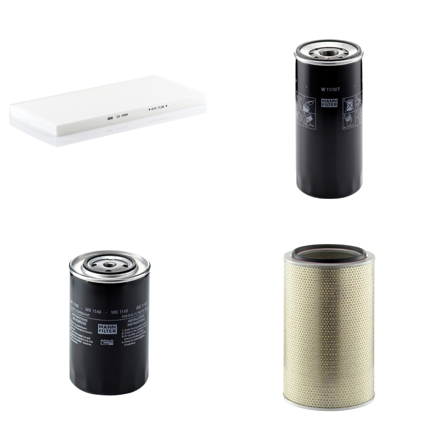 Kit Filtros de Ar Combustível Cabine Ar Condicionado Óleo - Mann-Filter - C331600/2 - CU4594 - W1170/7 - WK1149 - (1)