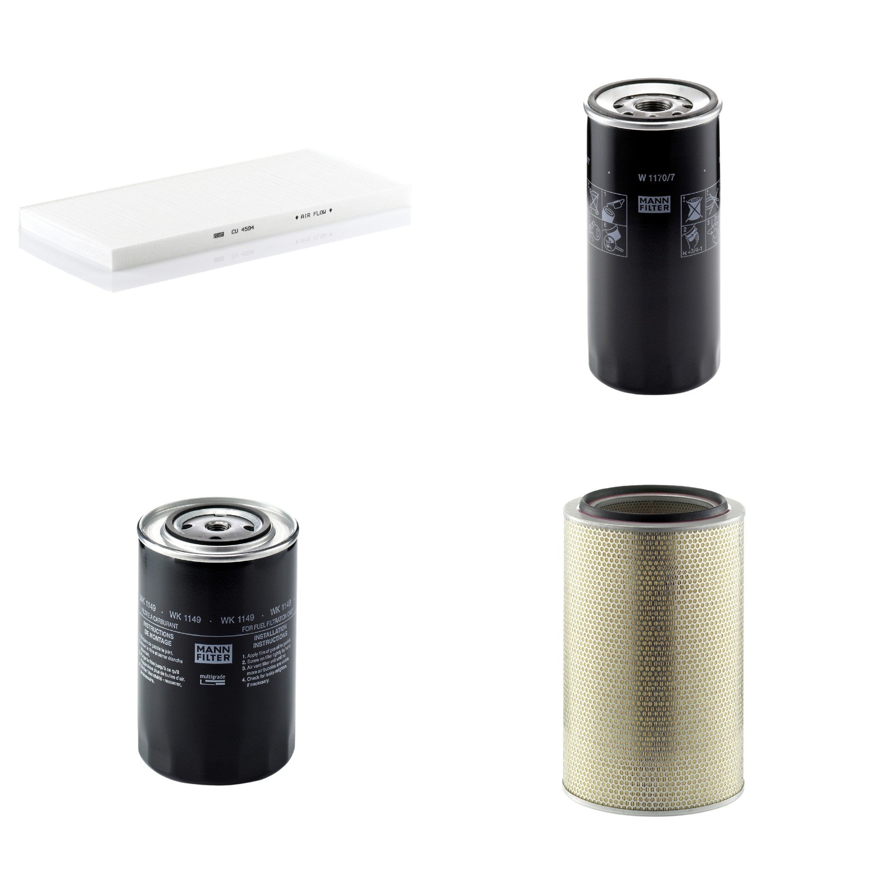 Kit Filtros de Ar Combustível Cabine Ar Condicionado Óleo - Mann-Filter - C331600/2 - CU4594 - W1170/7 - WK1149 - (1)