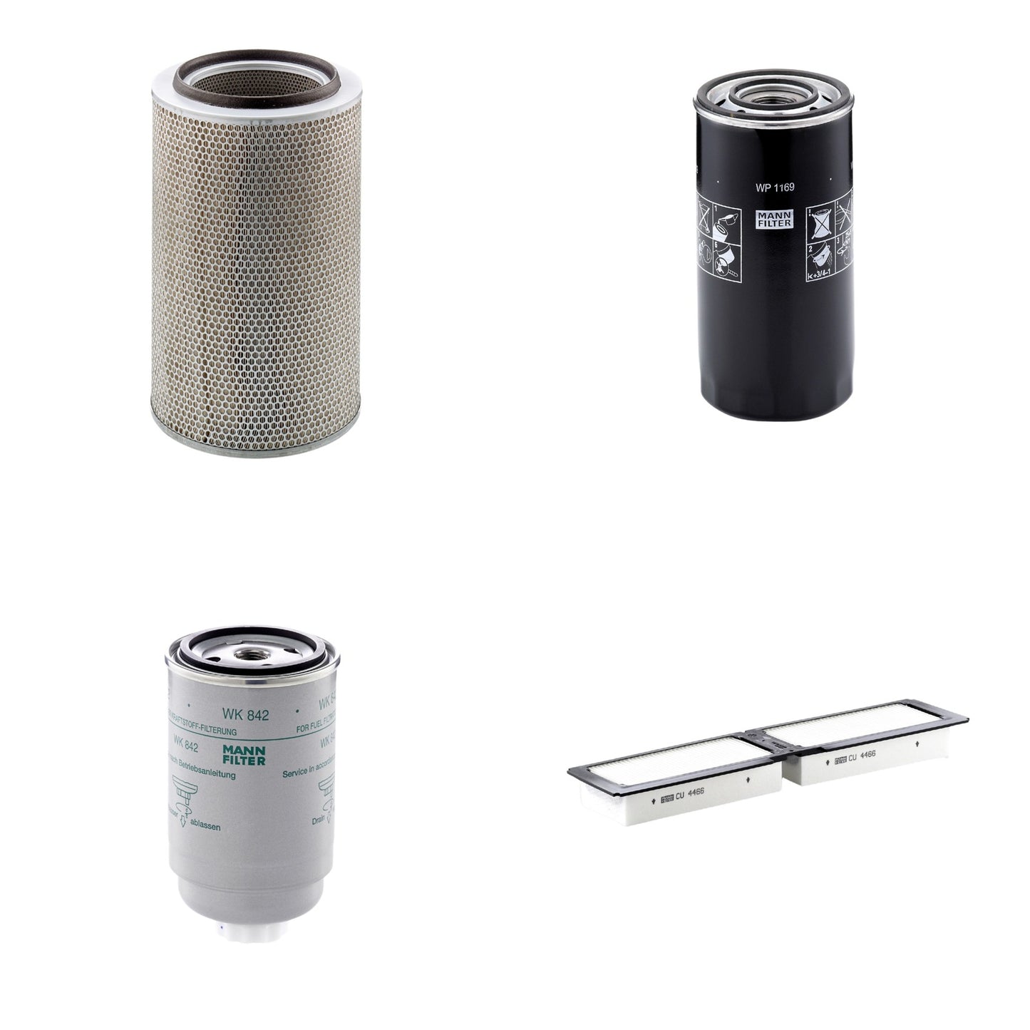 Kit Filtros de Ar Combustível Cabine Ar Condicionado Óleo - Mann-Filter - C30850/2 - CU4466 - WK842 - WP1169 - (1)