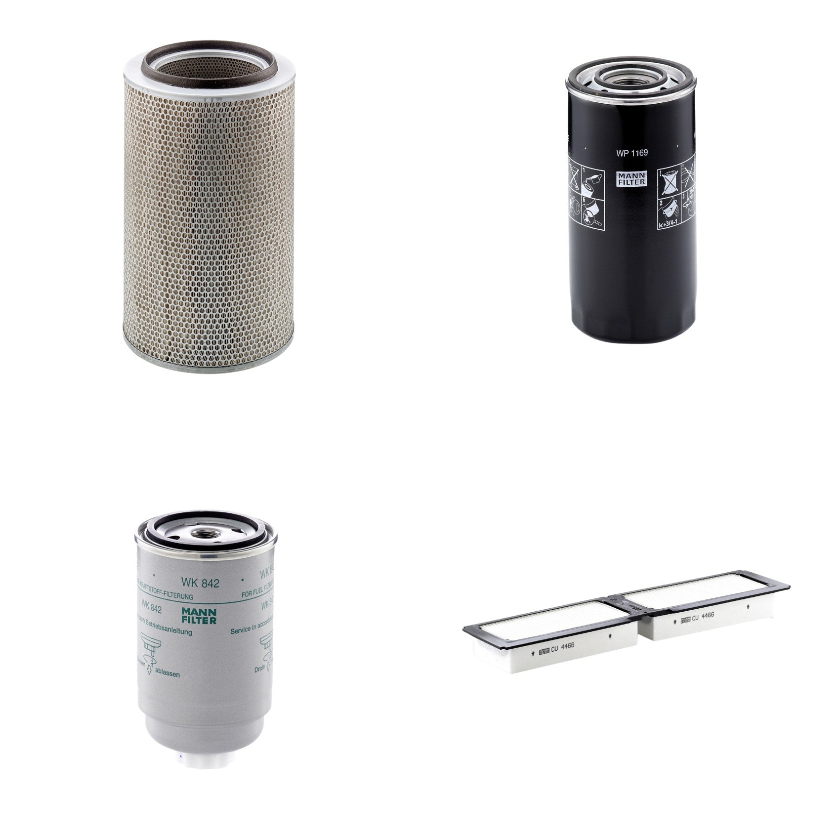 Kit Filtros de Ar Combustível Cabine Ar Condicionado Óleo - Mann-Filter - C30850/2 - CU4466 - WK842 - WP1169 - (1)