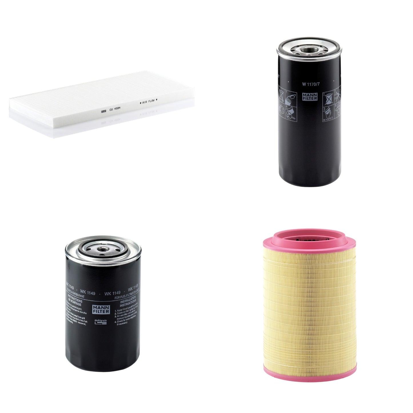 Kit Filtros de Ar Combustível Cabine Ar Condicionado Óleo - Mann-Filter - C321420/2 - CU4594 - W1170/7 - WK1149 - (1)