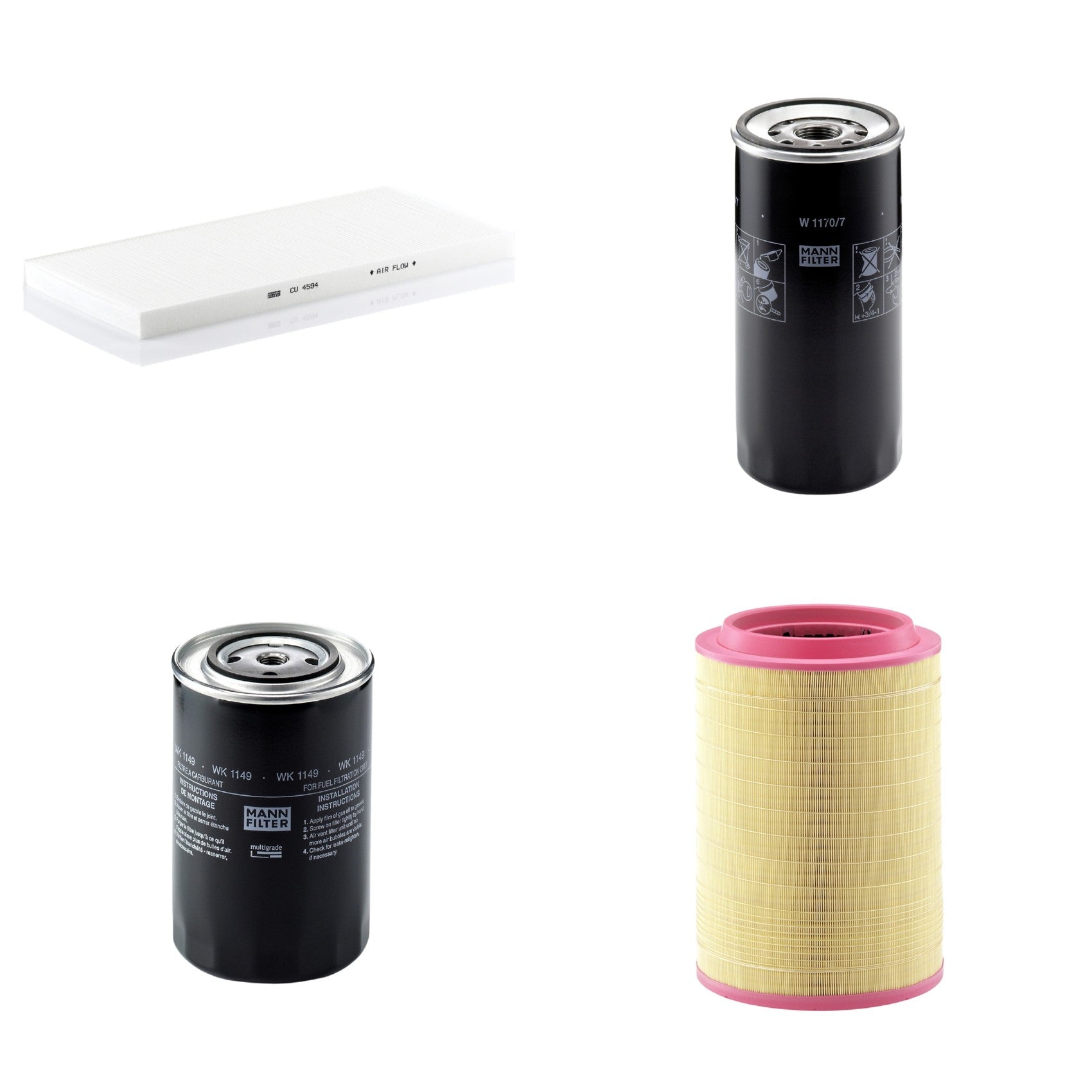 Kit Filtros de Ar Combustível Cabine Ar Condicionado Óleo - Mann-Filter - C321420/2 - CU4594 - W1170/7 - WK1149 - (1)