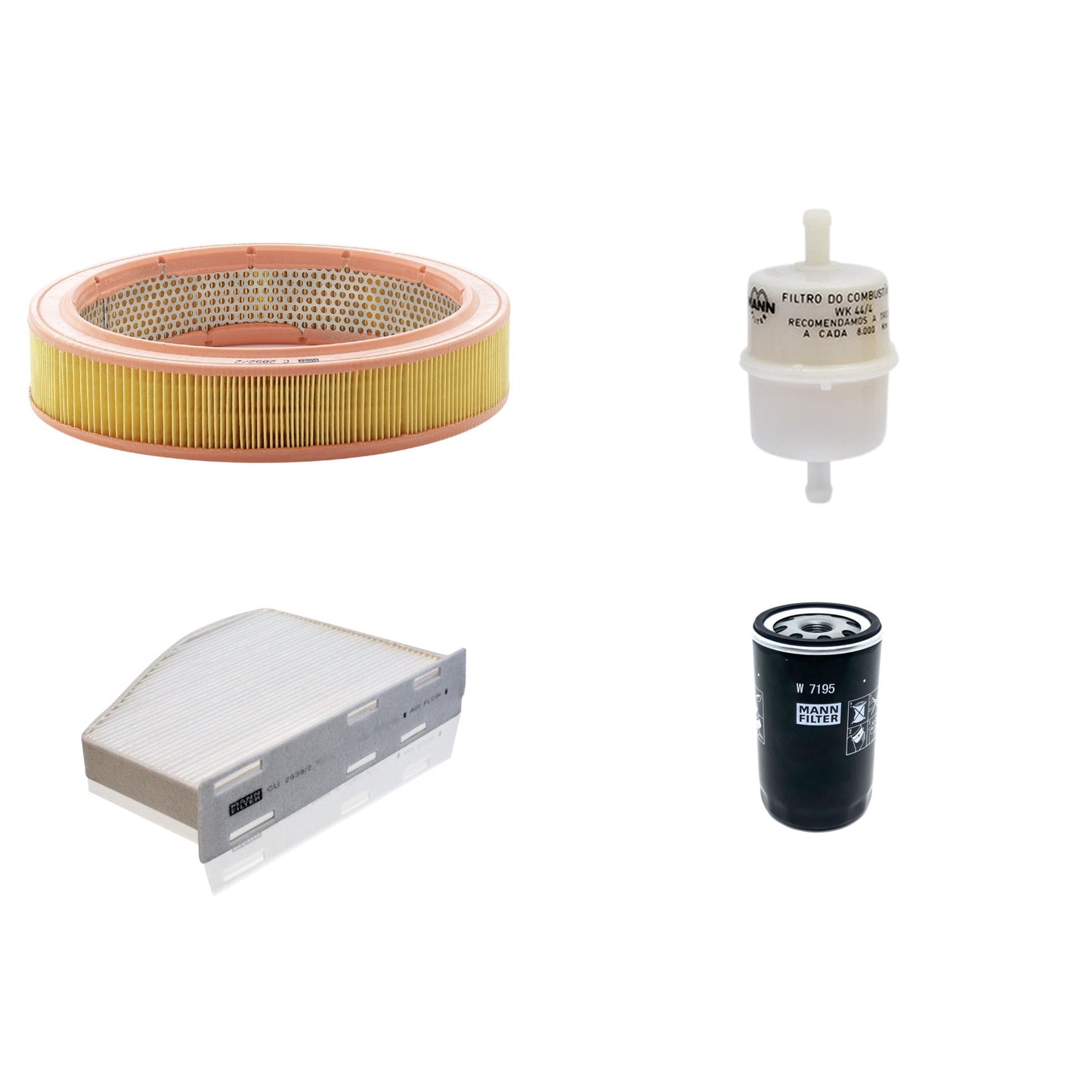 Kit Filtros de Ar Combustível Cabine Ar Condicionado Óleo - Mann-Filter - C2852/2 - CU2939/2 - W7195 - WK44/4 - (1)