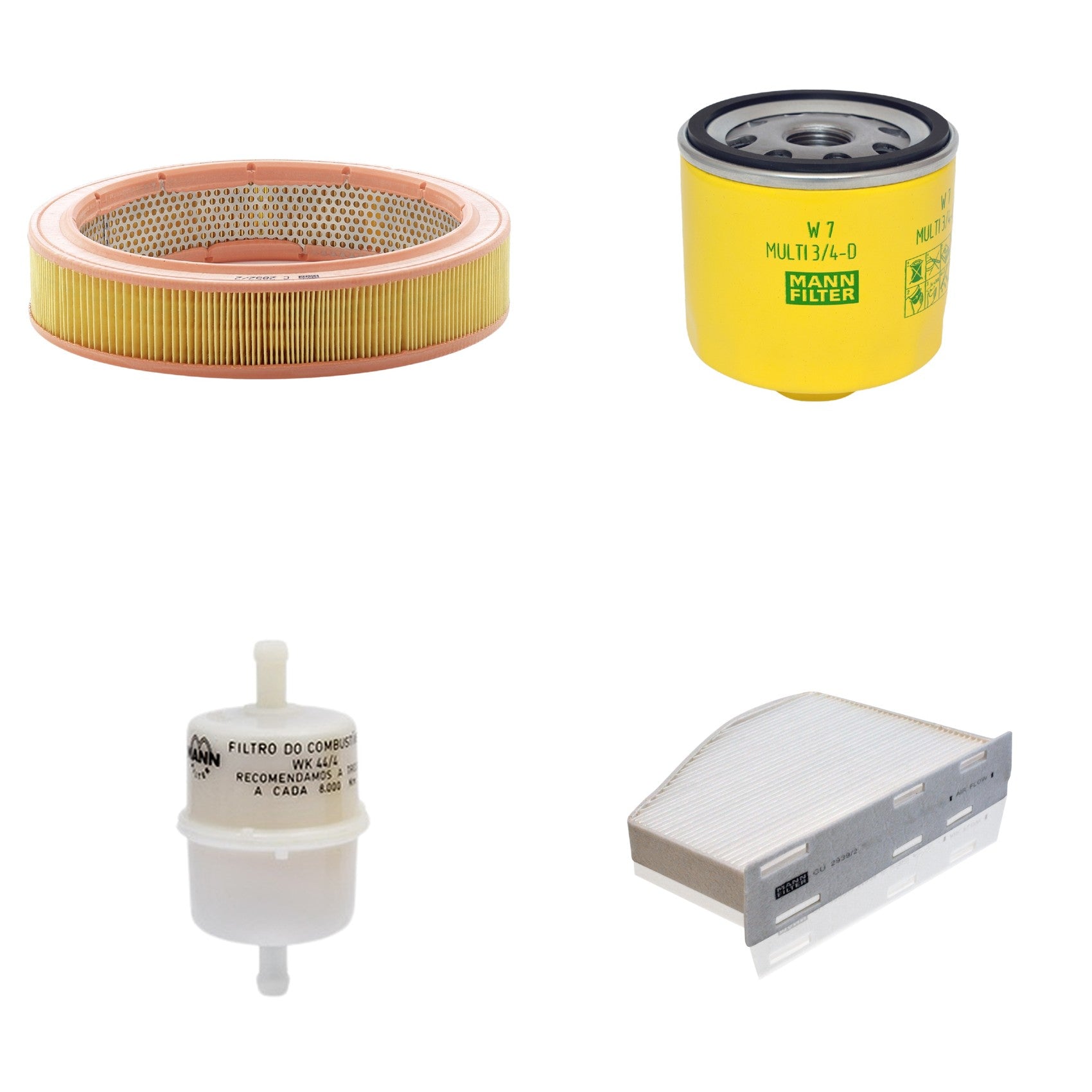 Kit Filtros de Ar Combustível Cabine Ar Condicionado Óleo - Mann-Filter - C2852/2 - CU2939/2 - W7MULTI3/4-D - WK44/4 - (1)