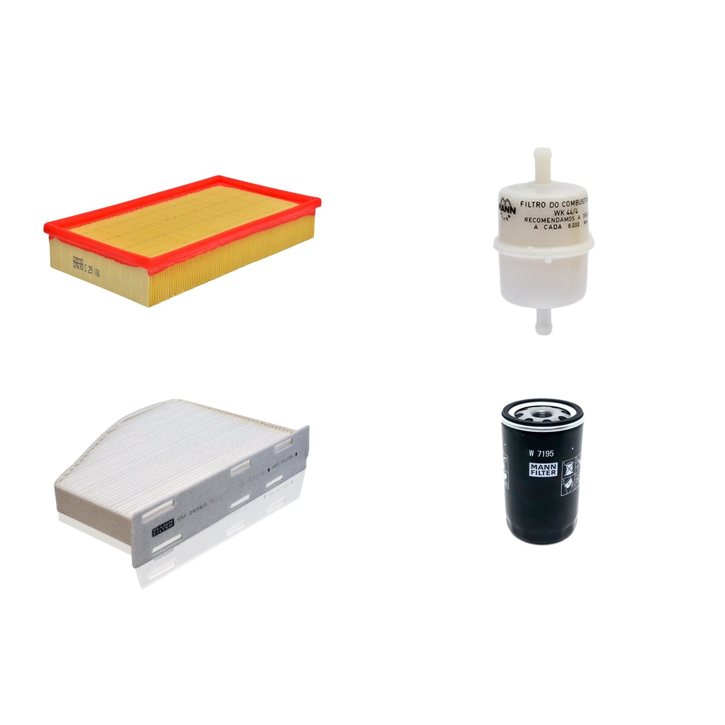 Kit Filtros de Ar Combustível Cabine Ar Condicionado Óleo - Mann-Filter - C29108 - CU2939/2 - W7195 - WK44/4 - (1)