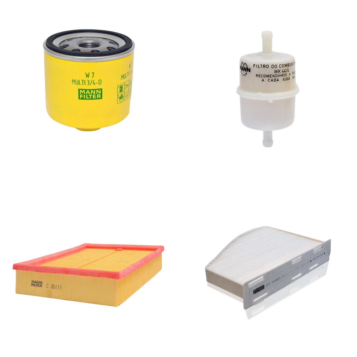 Kit Filtros de Ar Combustível Cabine Ar Condicionado Óleo - Mann-Filter - C26111 - CU2939/2 - W7MULTI3/4-D - WK44/4 - (1)