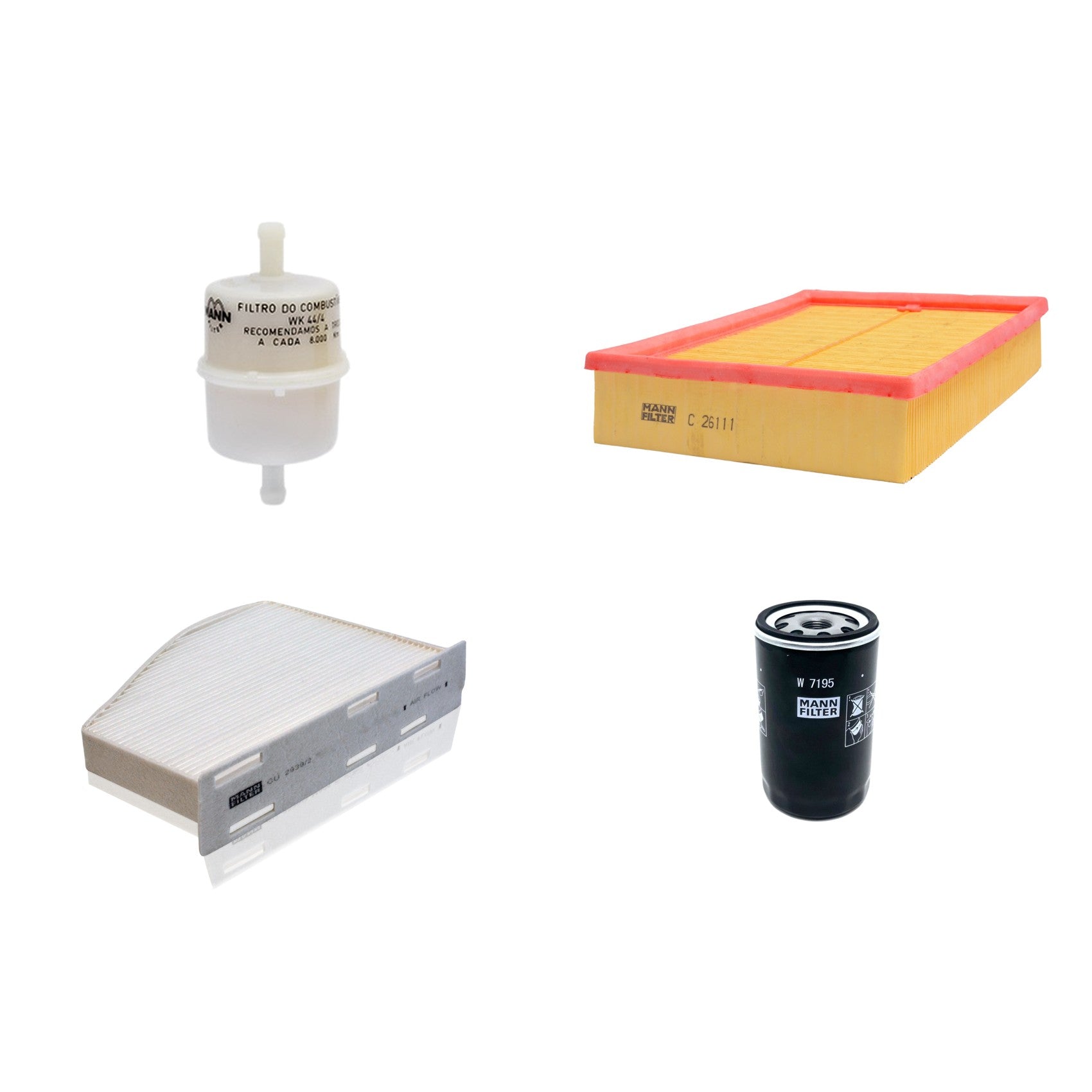 Kit Filtros de Ar Combustível Cabine Ar Condicionado Óleo - Mann-Filter - C26111 - CU2939/2 - W7195 - WK44/4 - (1)
