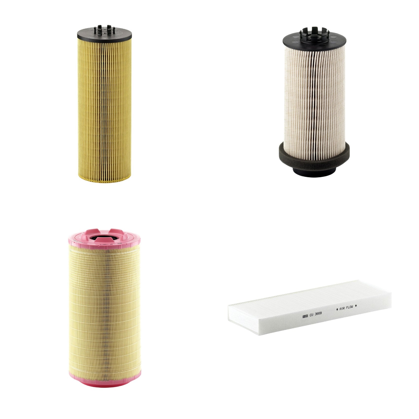 Kit Filtros de Ar Combustível Cabine Ar Condicionado Óleo - Mann-Filter - C271320/3 - CU3869 - HU12140x - PU999/1x - (1)