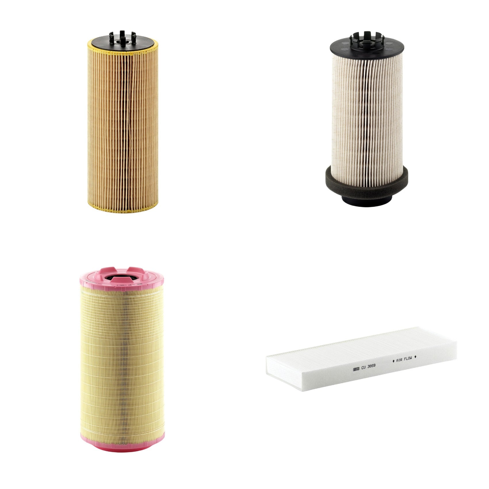 Kit Filtros de Ar Combustível Cabine Ar Condicionado Óleo - Mann-Filter - C271320/3 - CU3869 - HU12110x - PU999/1x - (1)