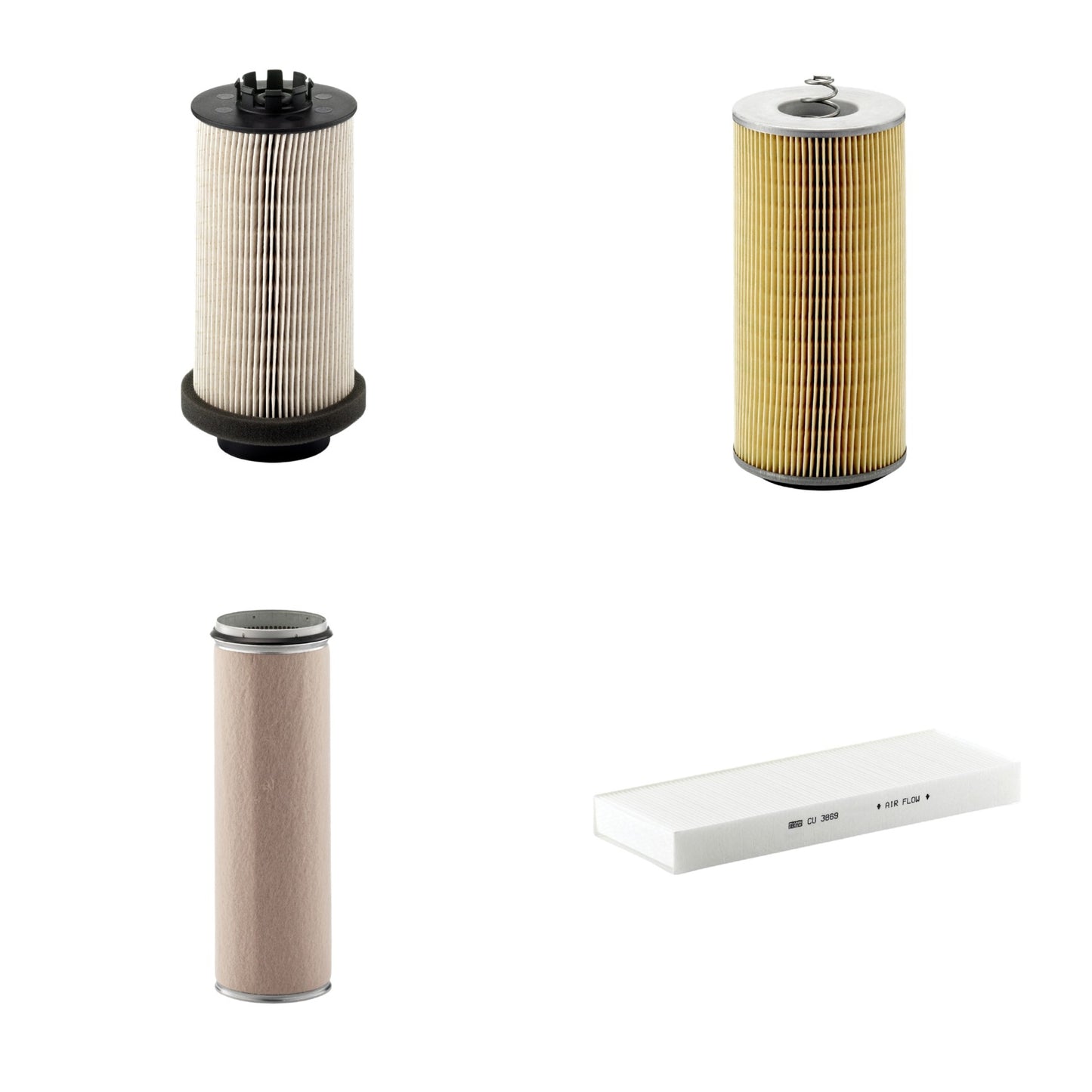 Kit Filtros de Ar Combustível Cabine Ar Condicionado Óleo - Mann-Filter - CF1600 - CU3869 - H12110/2x - PU999/1x - (1)