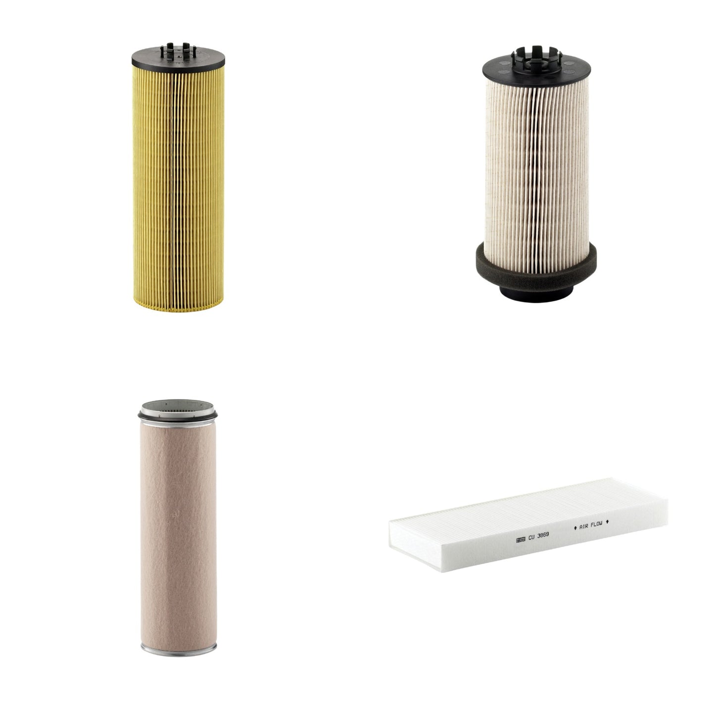 Kit Filtros de Ar Combustível Cabine Ar Condicionado Óleo - Mann-Filter - CF1600 - CU3869 - HU12140x - PU999/1x - (1)