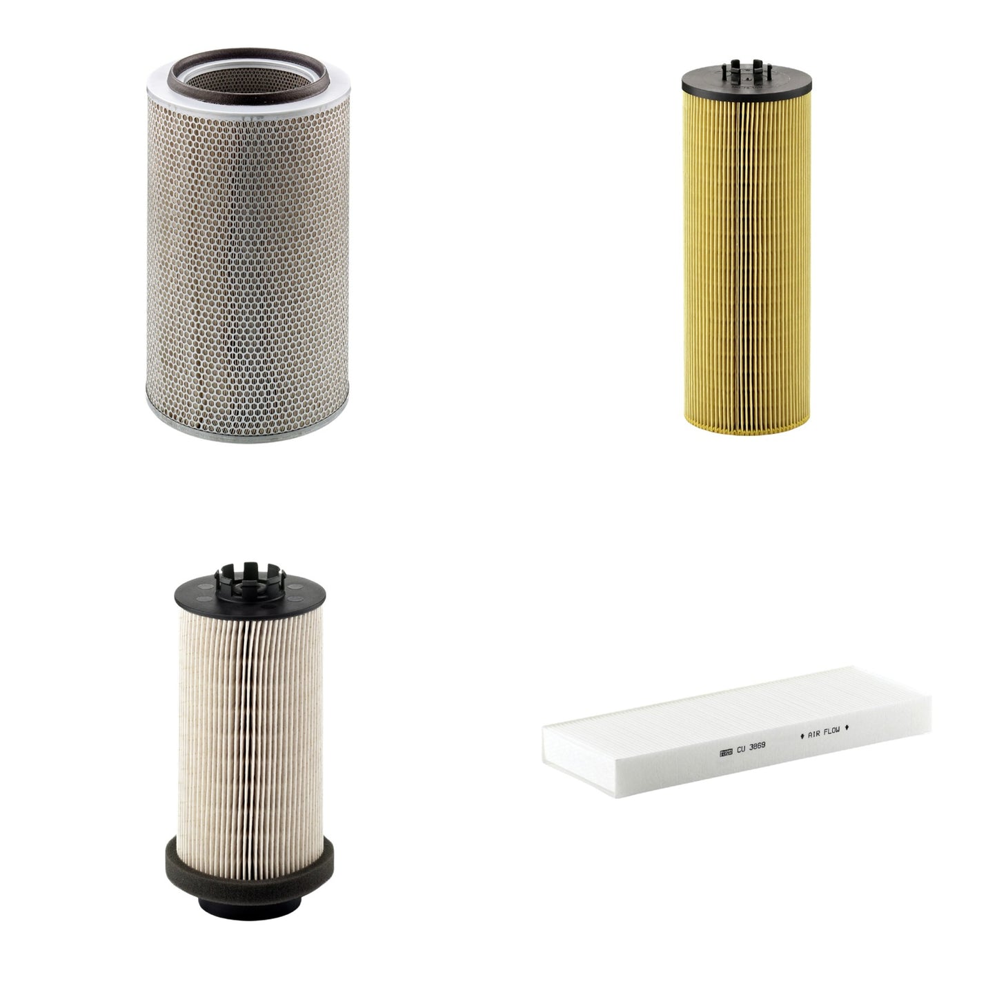 Kit Filtros de Ar Combustível Cabine Ar Condicionado Óleo - Mann-Filter - C30850/2 - CU3869 - HU12140x - PU999/1x - (1)