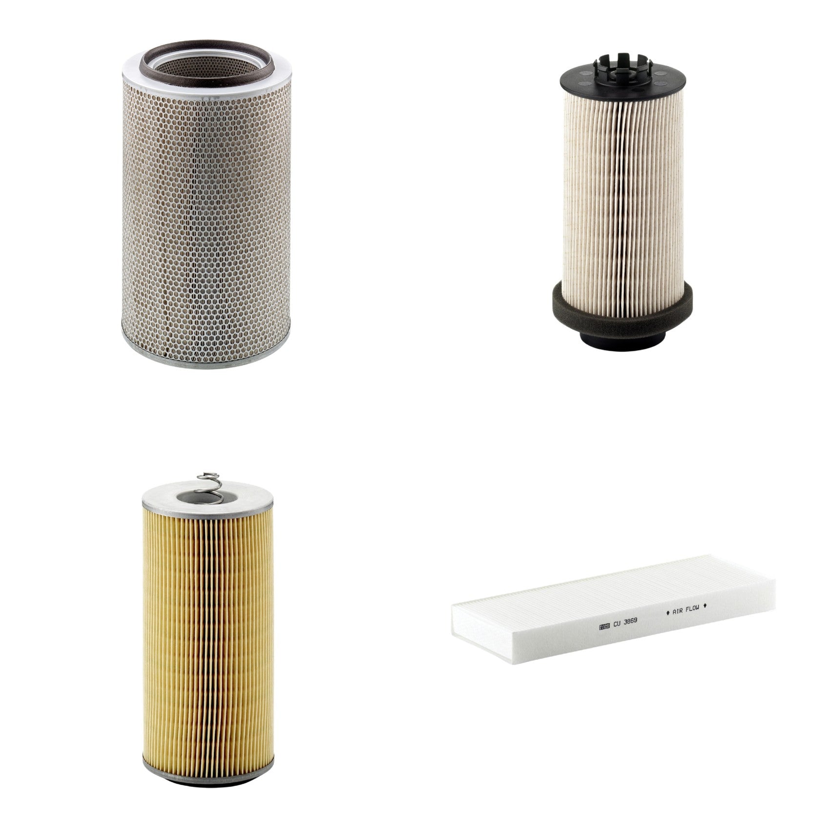Kit Filtros de Ar Combustível Cabine Ar Condicionado Óleo - Mann-Filter - C30850/2 - CU3869 - H12110/2x - PU999/1x - (1)