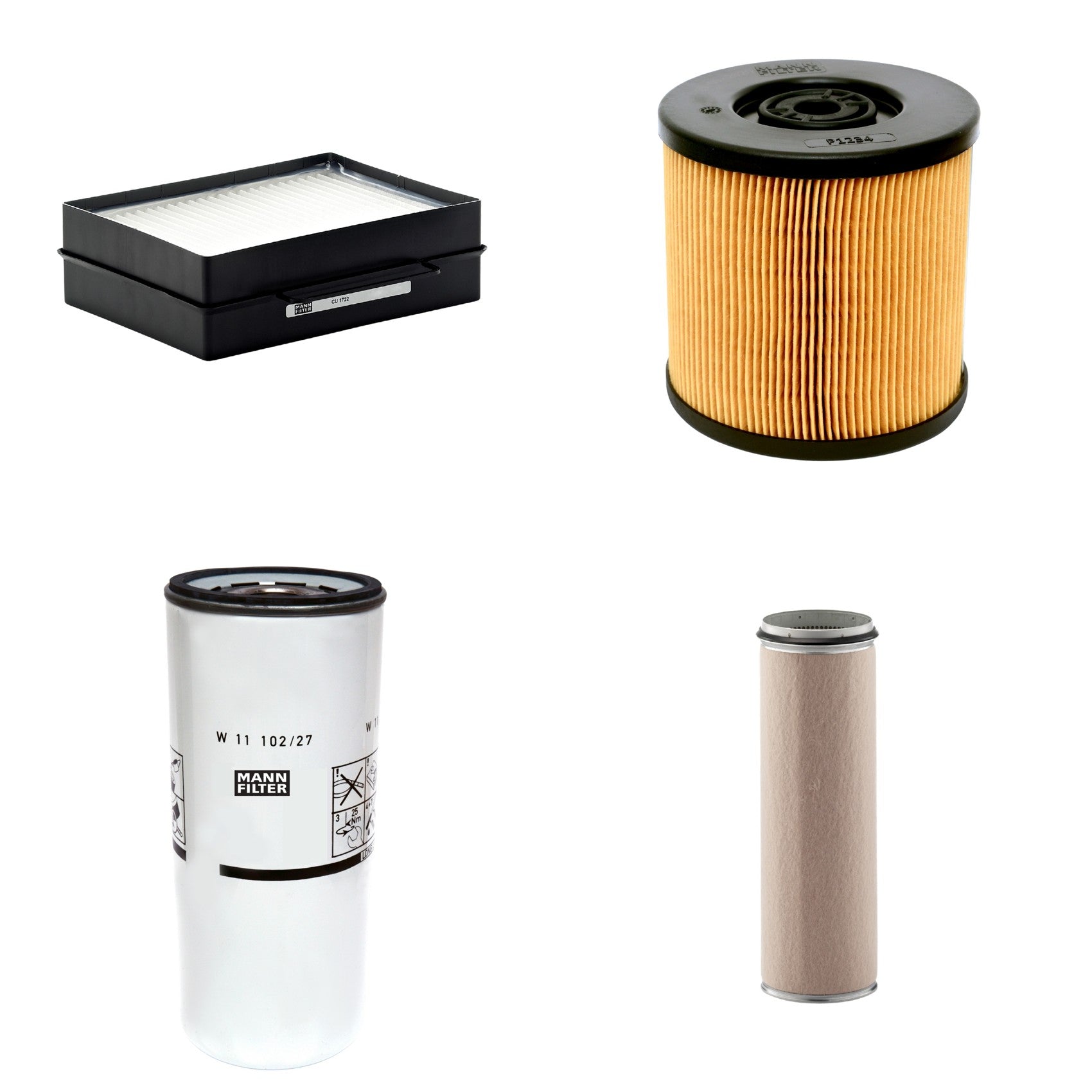 Kit Filtros de Ar Combustível Cabine Ar Condicionado Óleo - Mann-Filter - CF1600 - CU1722 - P1234 - W11102/27 - (1)