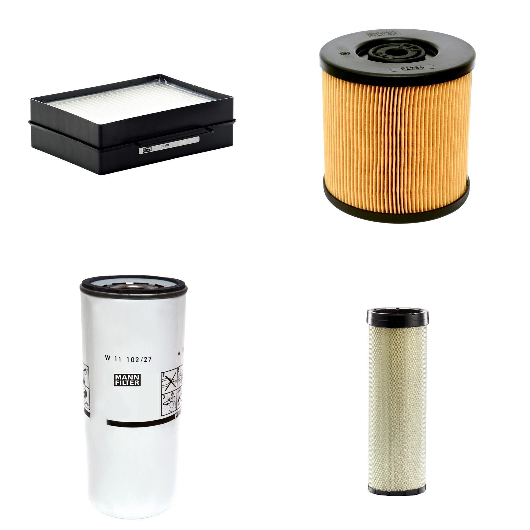 Kit Filtros de Ar Combustível Cabine Ar Condicionado Óleo - Mann-Filter - CF1720 - CU1722 - P1234 - W11102/27 - (1)