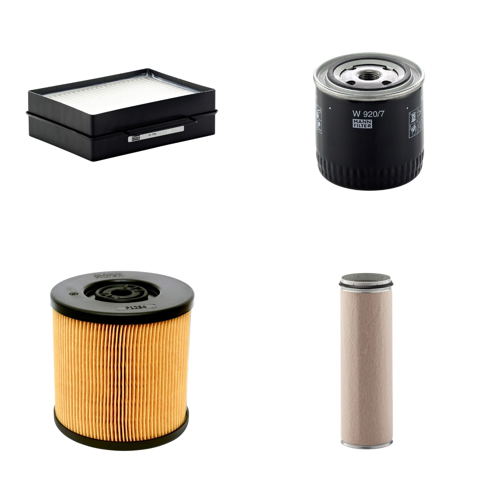 Kit Filtros de Ar Combustível Cabine Ar Condicionado Óleo - Mann-Filter - CF1600 - CU1722 - P1234 - W920/7 - (1)