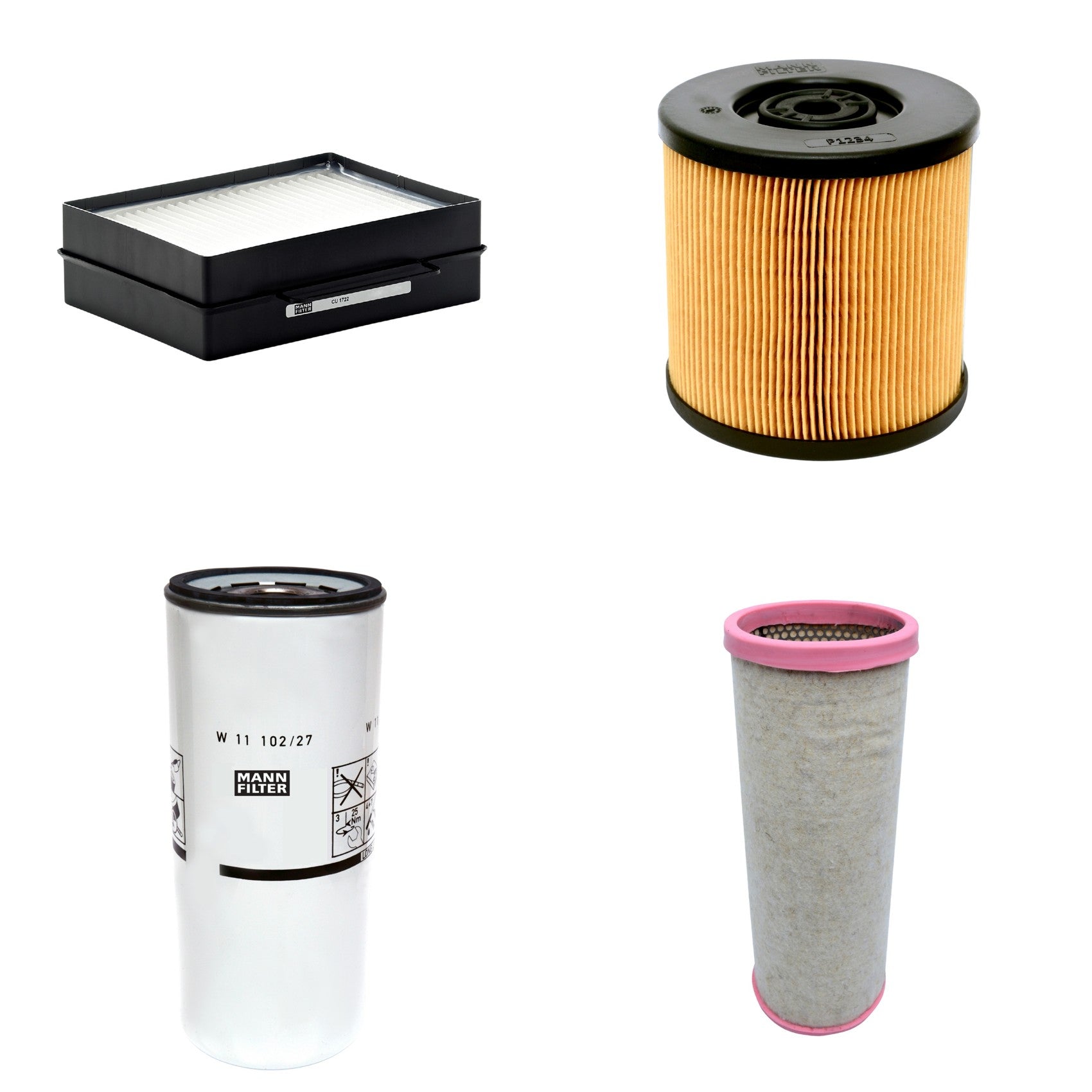 Kit Filtros de Ar Combustível Cabine Ar Condicionado Óleo - Mann-Filter - CF1711 - CU1722 - P1234 - W11102/27 - (1)