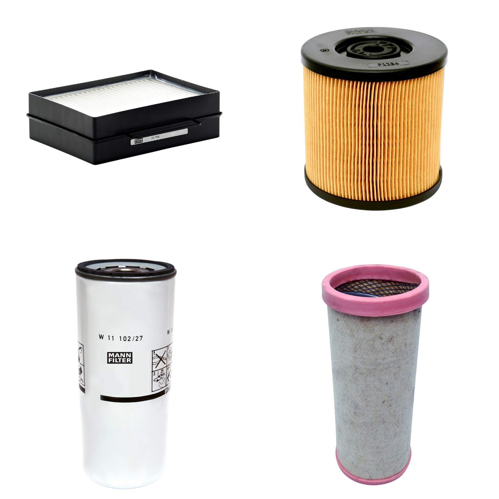 Kit Filtros de Ar Combustível Cabine Ar Condicionado Óleo - Mann-Filter - CF1710 - CU1722 - P1234 - W11102/27 - (1)