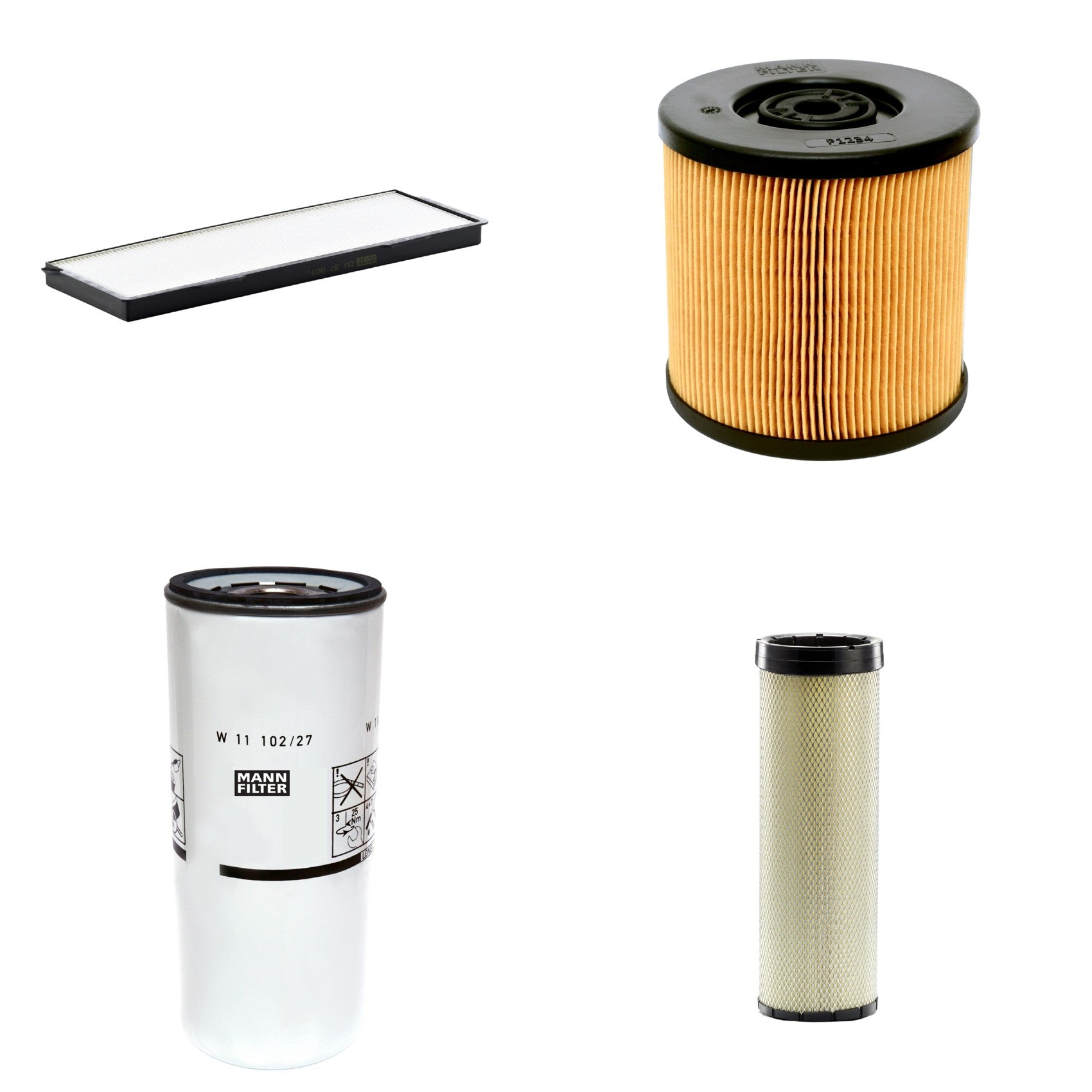 Kit Filtros de Ar Combustível Cabine Ar Condicionado Óleo - Mann-Filter - CF1720 - CU37001 - P1234 - W11102/27 - (1)