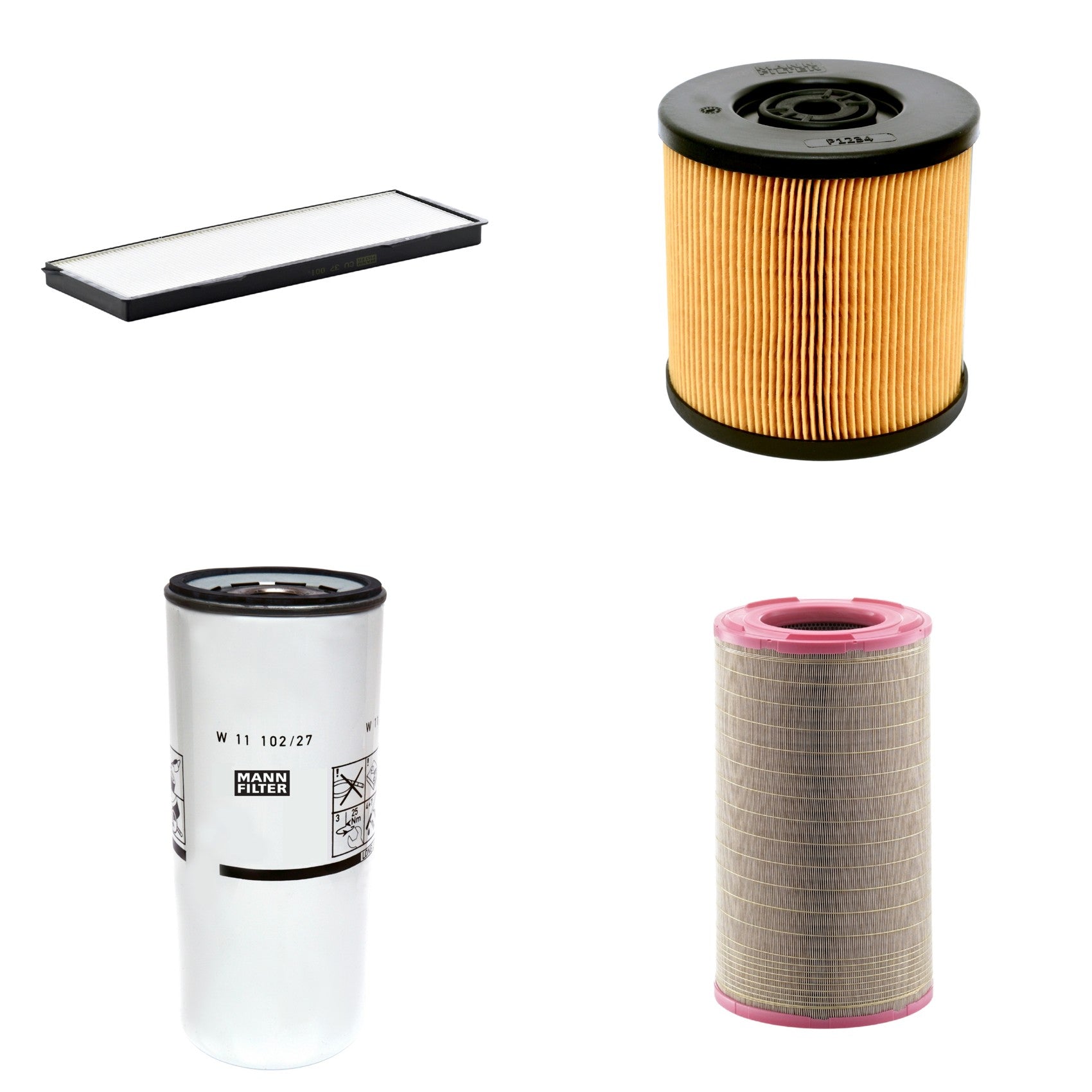 Kit Filtros de Ar Combustível Cabine Ar Condicionado Óleo - Mann-Filter - C301500 - CU37001 - P1234 - W11102/27 - (1)