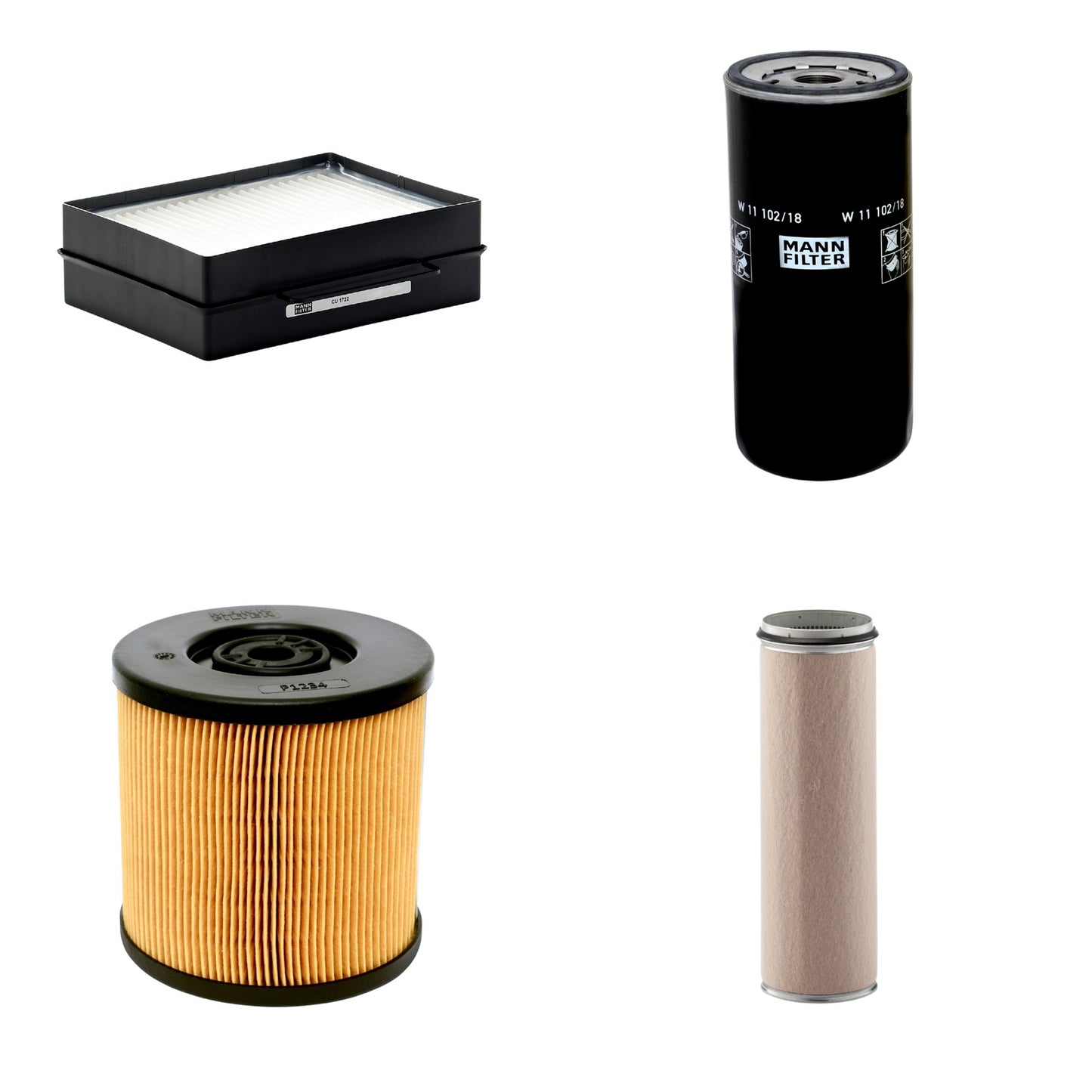Kit Filtros de Ar Combustível Cabine Ar Condicionado Óleo - Mann-Filter - CF1600 - CU1722 - P1234 - W11102/18 - (1)