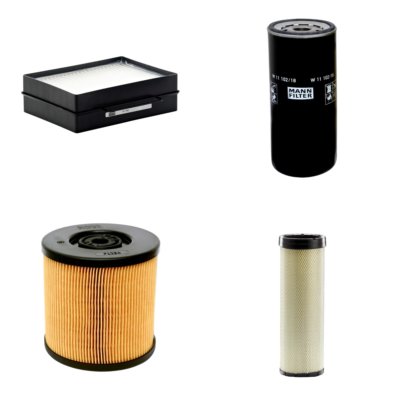 Kit Filtros de Ar Combustível Cabine Ar Condicionado Óleo - Mann-Filter - CF1720 - CU1722 - P1234 - W11102/18 - (1)