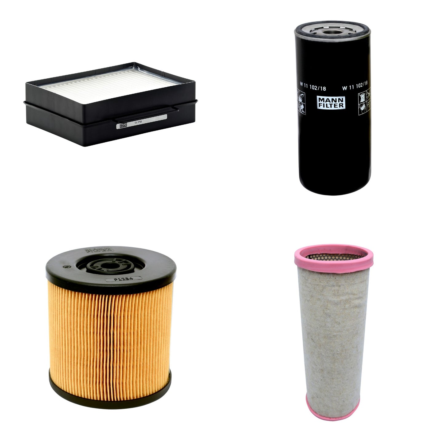 Kit Filtros de Ar Combustível Cabine Ar Condicionado Óleo - Mann-Filter - CF1711 - CU1722 - P1234 - W11102/18 - (1)