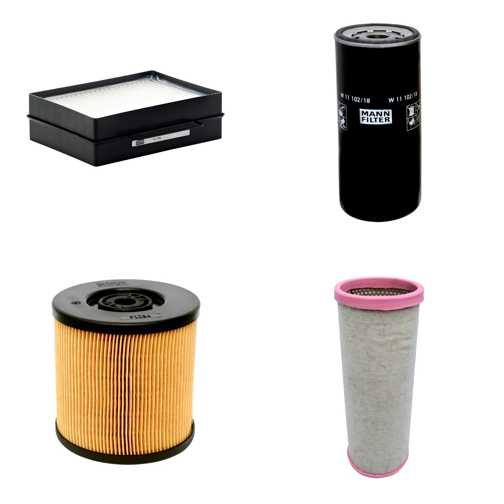 Kit Filtros de Ar Combustível Cabine Ar Condicionado Óleo - Mann-Filter - CF1711 - CU1722 - P1234 - W11102/18 - (1)