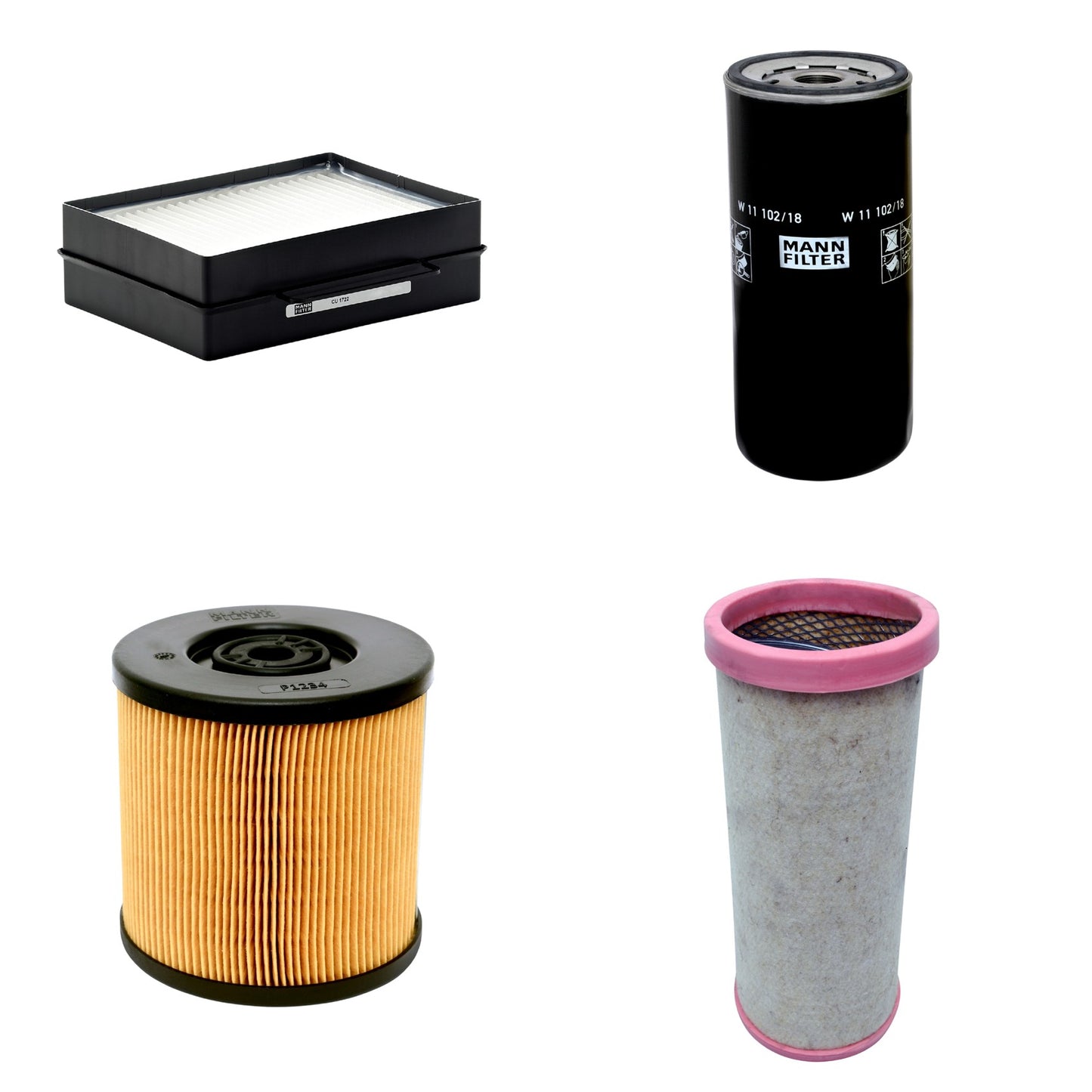 Kit Filtros de Ar Combustível Cabine Ar Condicionado Óleo - Mann-Filter - CF1710 - CU1722 - P1234 - W11102/18 - (1)